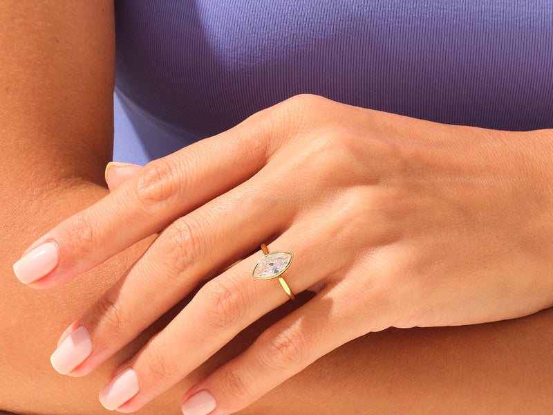 Bezel Marquise Engagement Ring