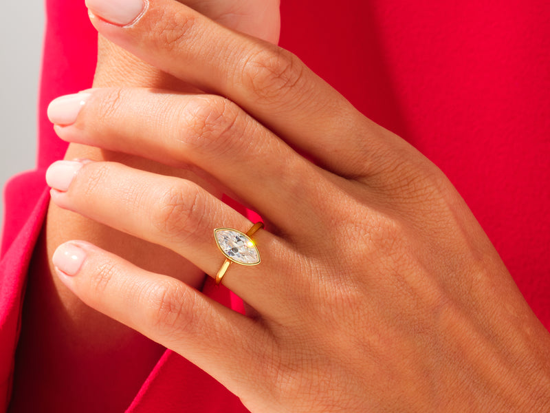 Bezel Marquise Engagement Ring