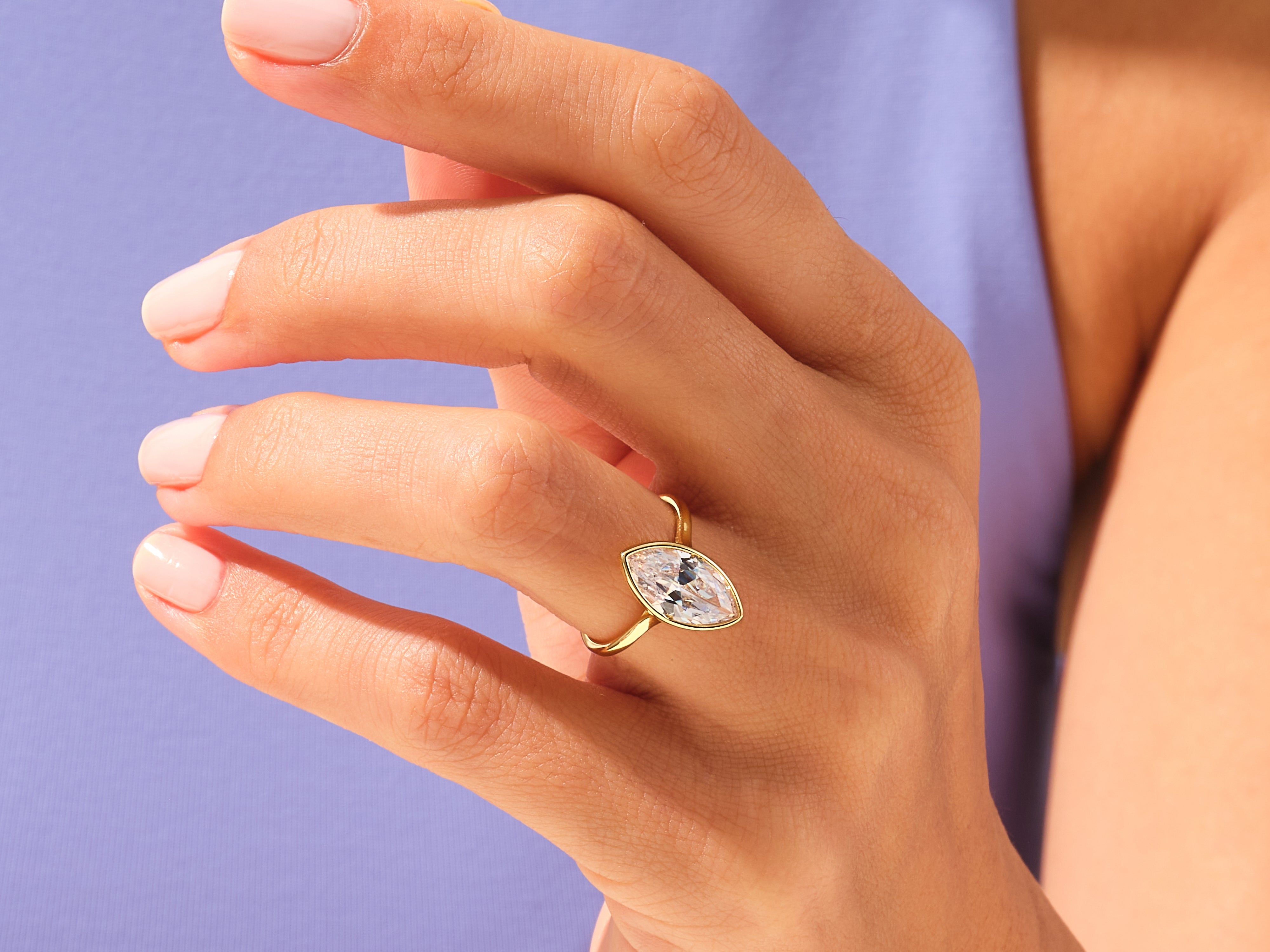 Bezel Marquise Engagement Ring