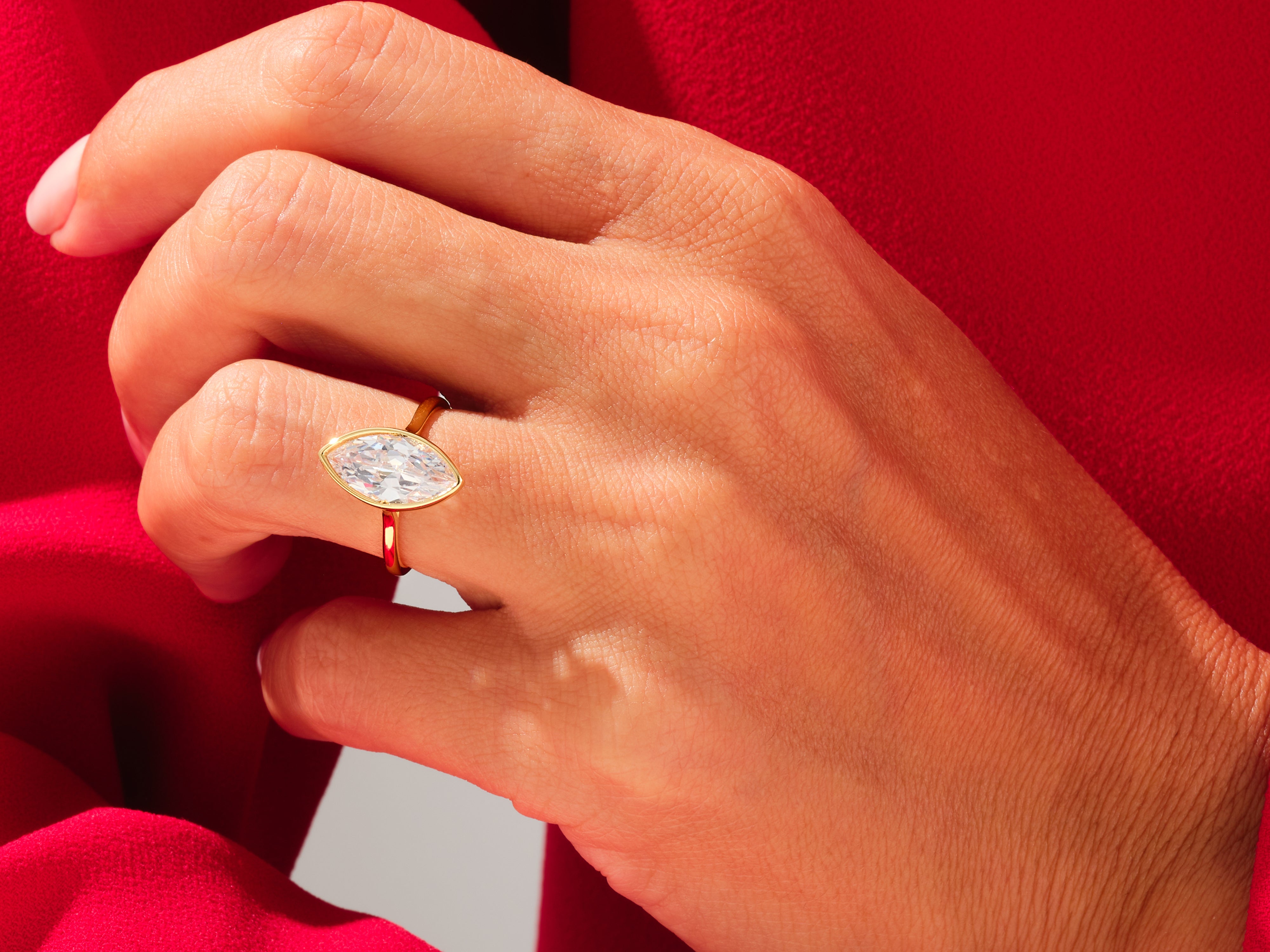 Bezel Marquise Engagement Ring