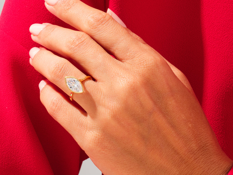 Bezel Marquise Engagement Ring