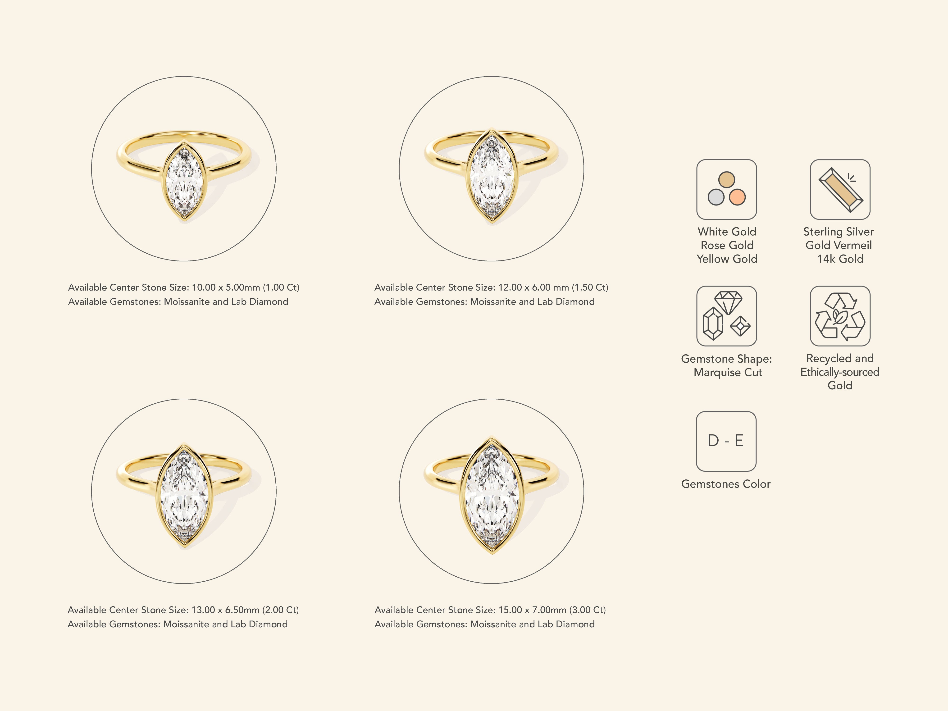 Bezel Marquise Engagement Ring