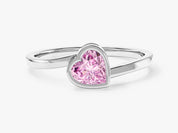 Silver ring with pink heart-shaped gemstone, jewelry