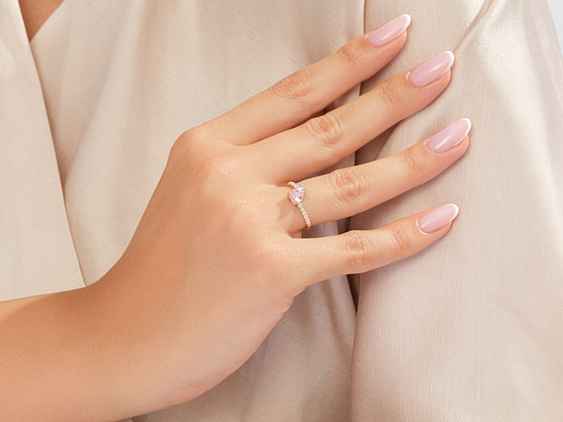 Duo Pink Moissanite Promise Ring