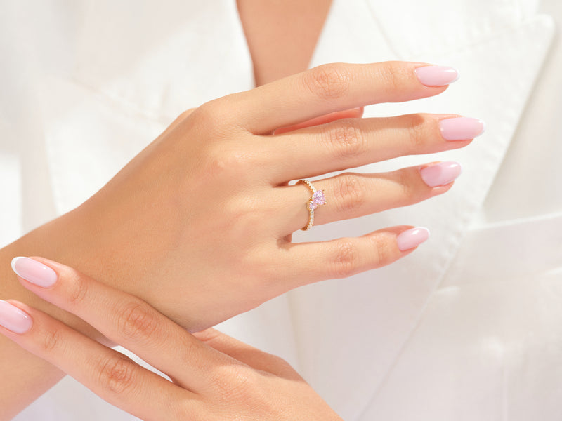 Duo Pink Moissanite Promise Ring