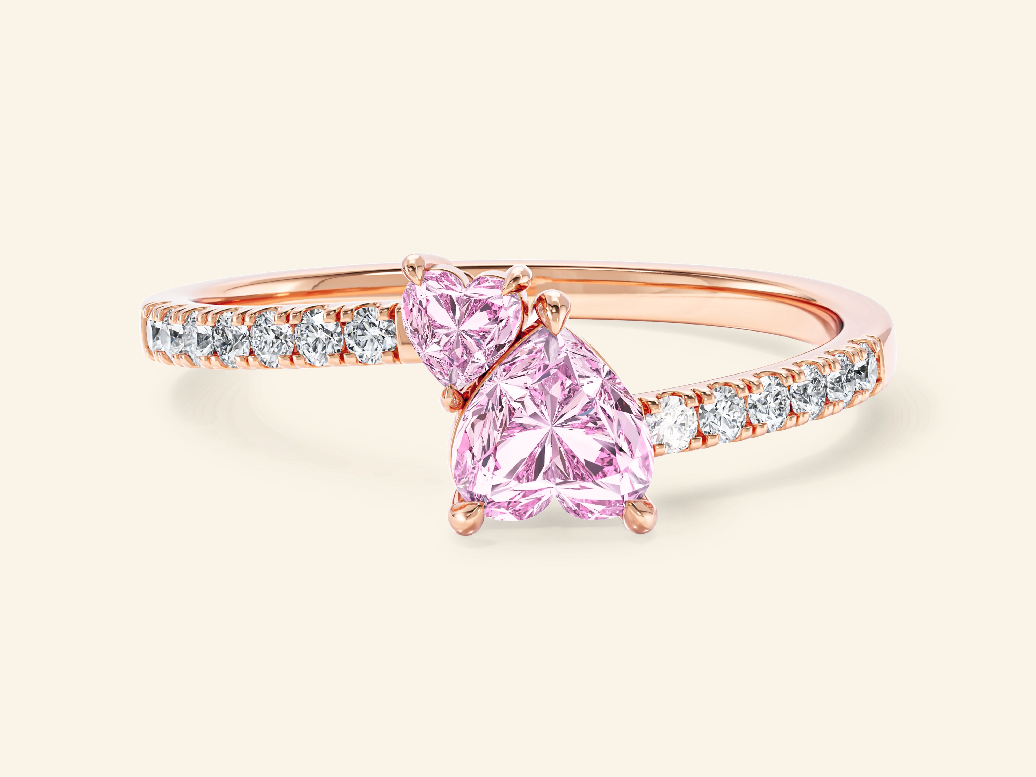 Duo Pink Moissanite Promise Ring
