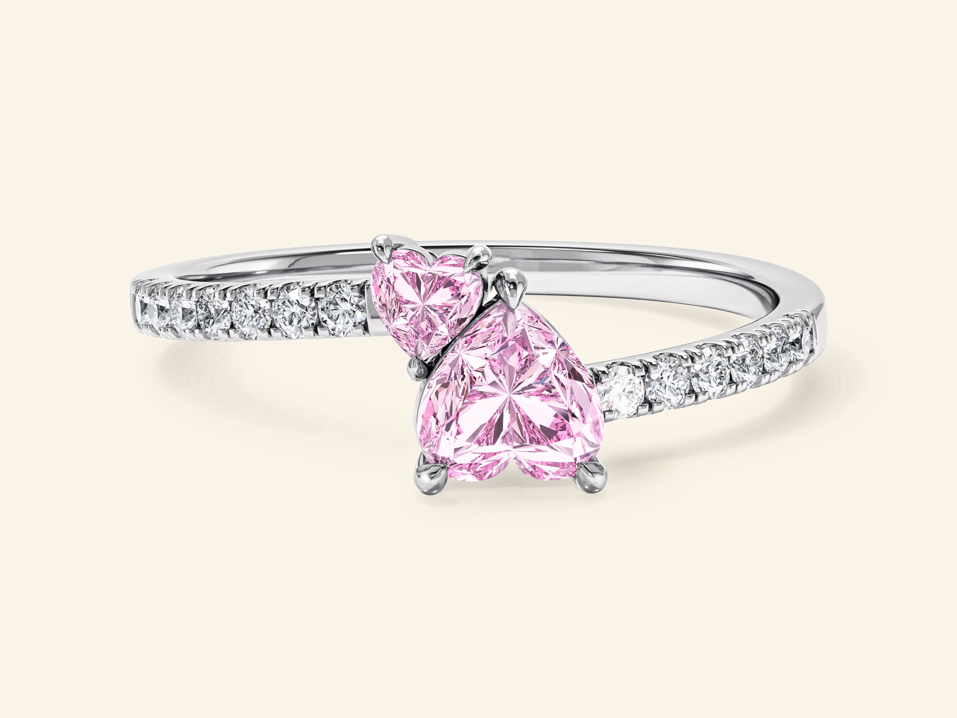 Duo Pink Moissanite Promise Ring