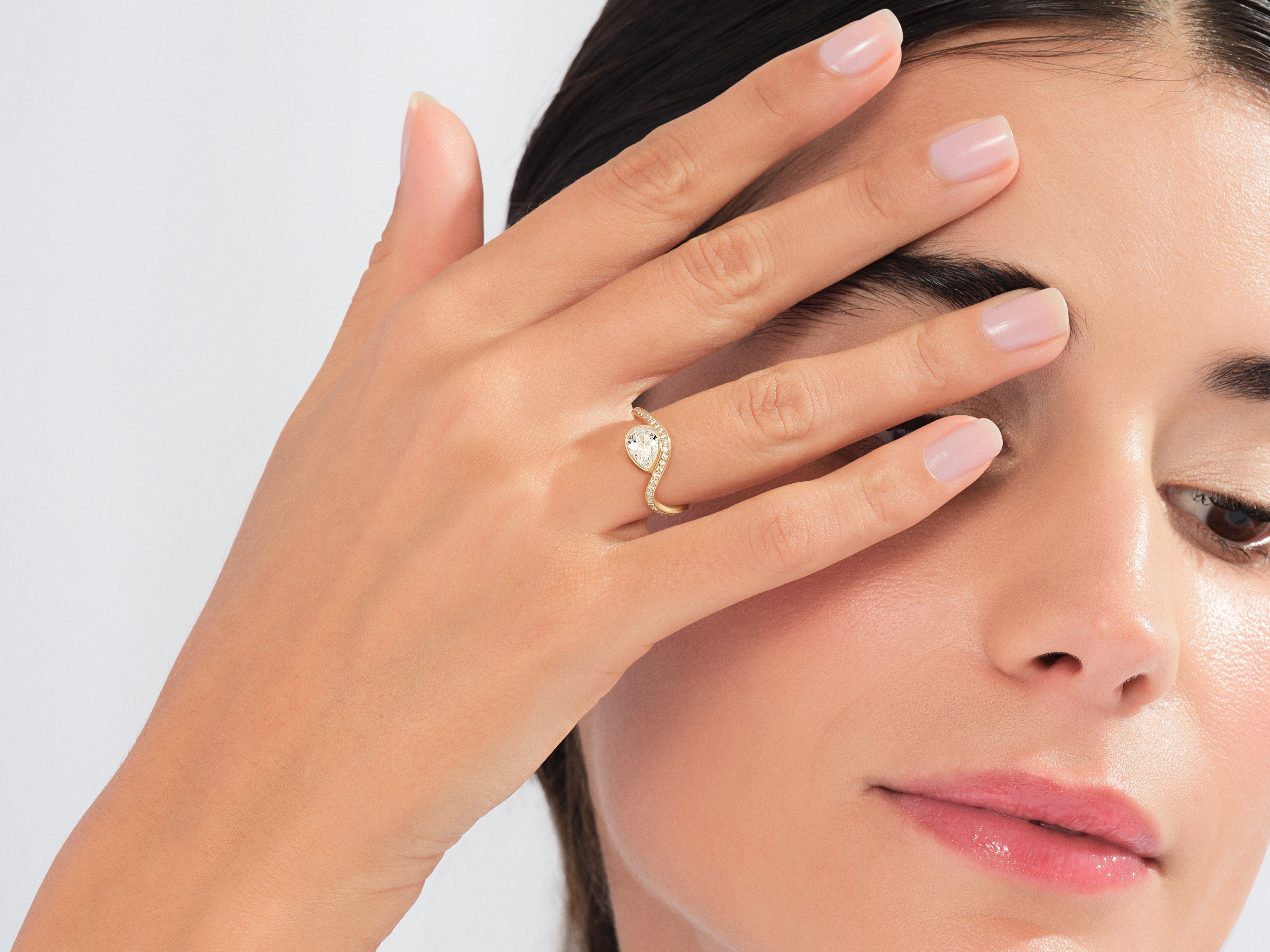 Curved Band Engagement Ring