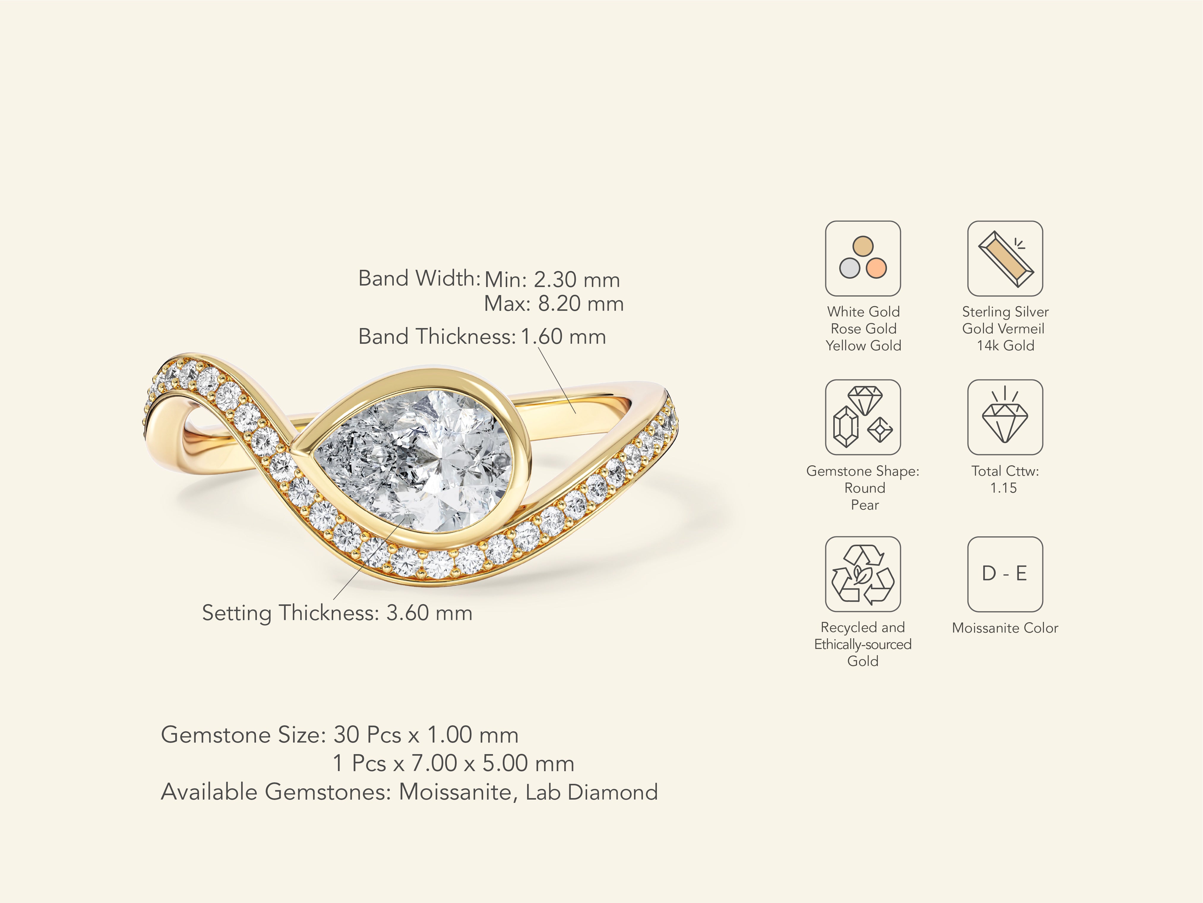 Curved Band Engagement Ring