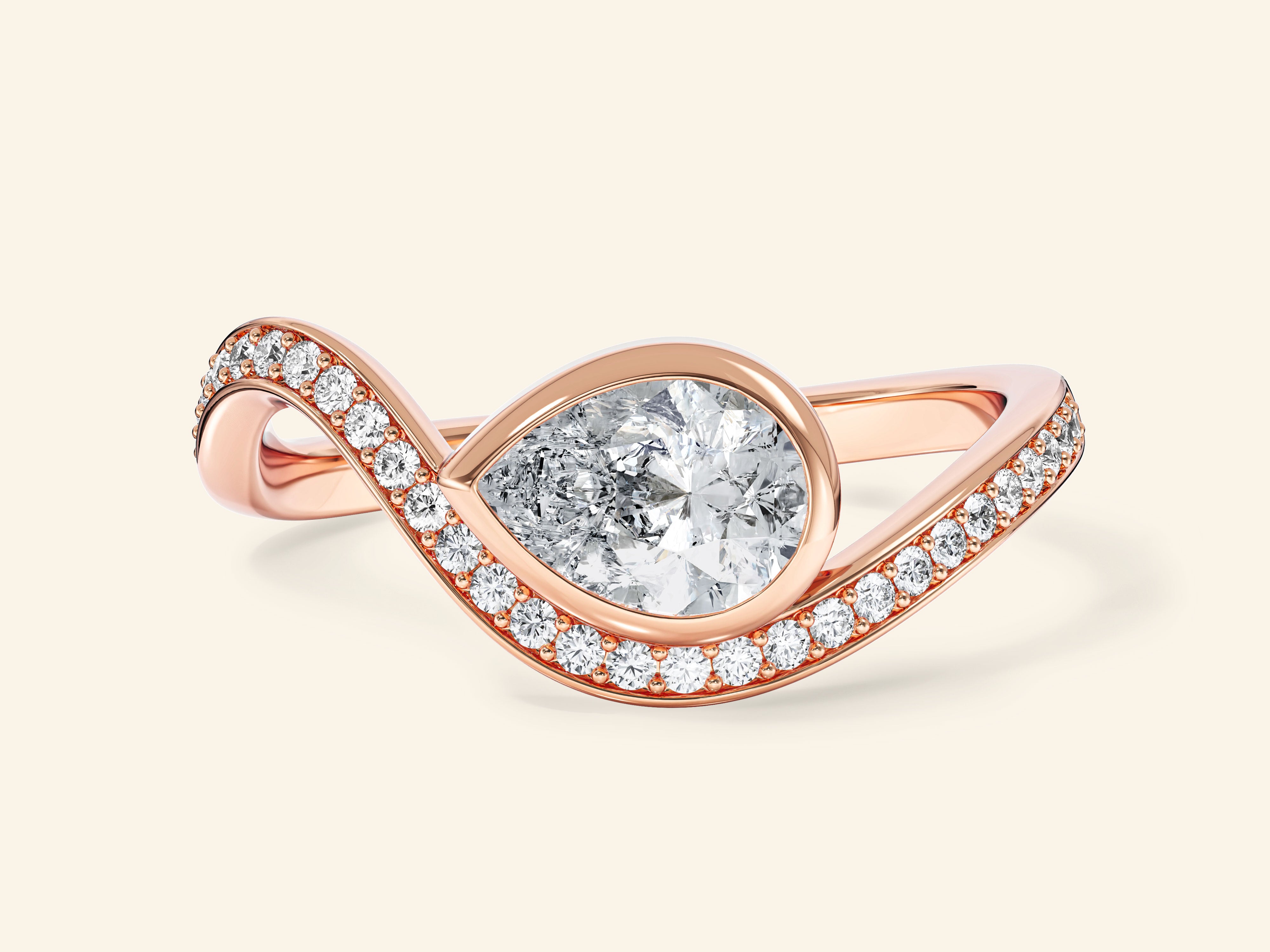 Curved Band Engagement Ring