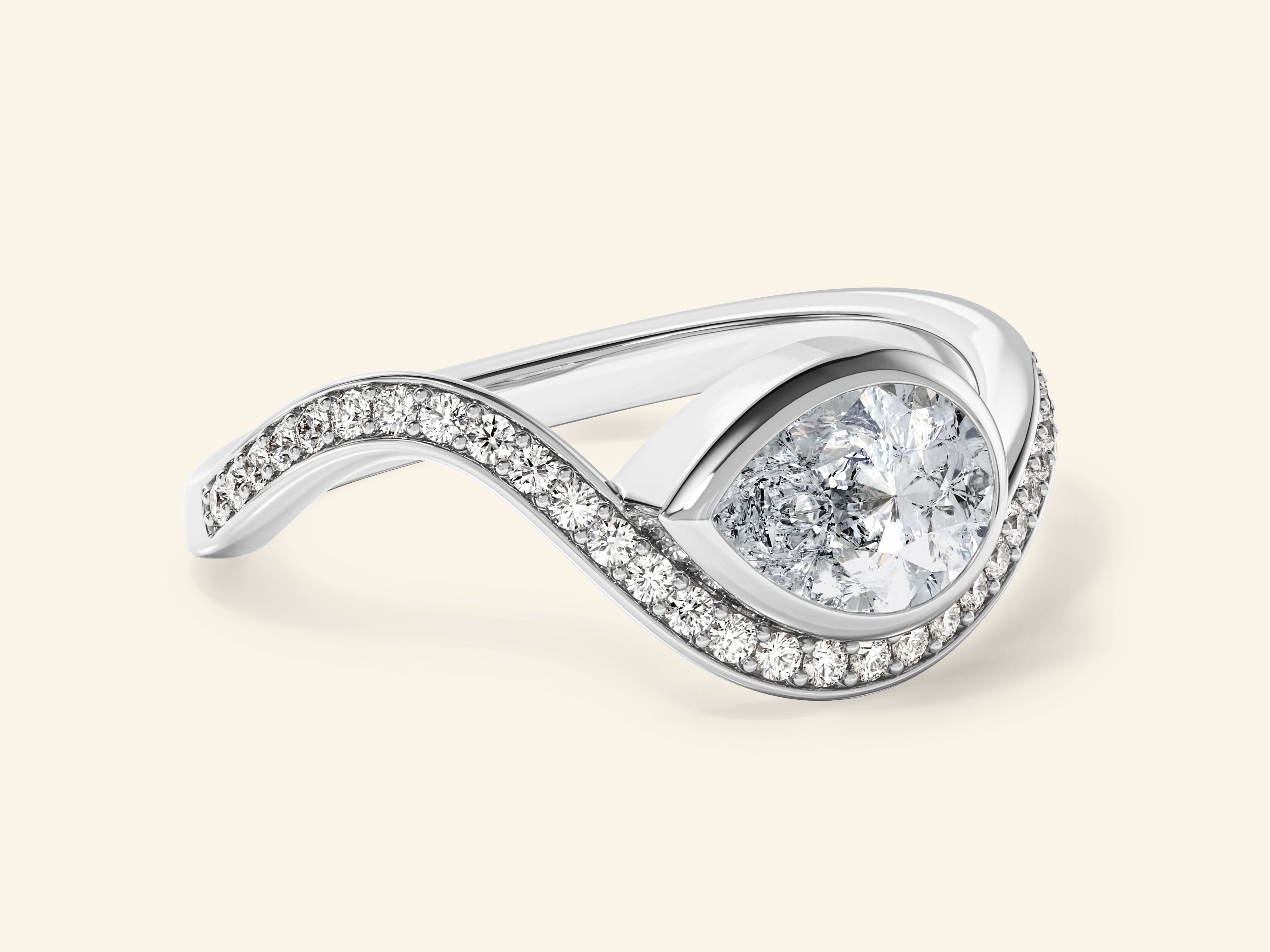 Curved Band Engagement Ring