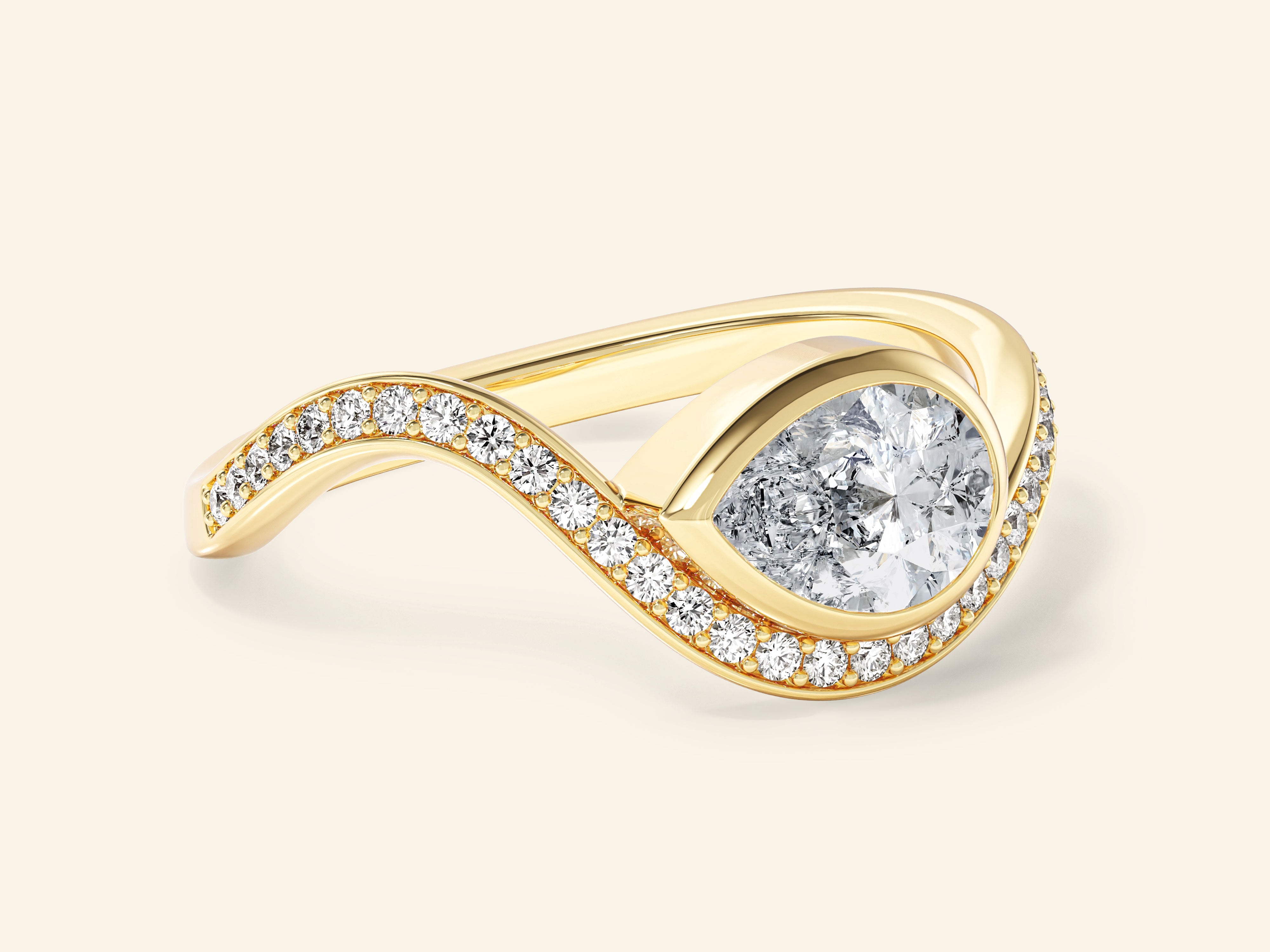 Curved Band Engagement Ring