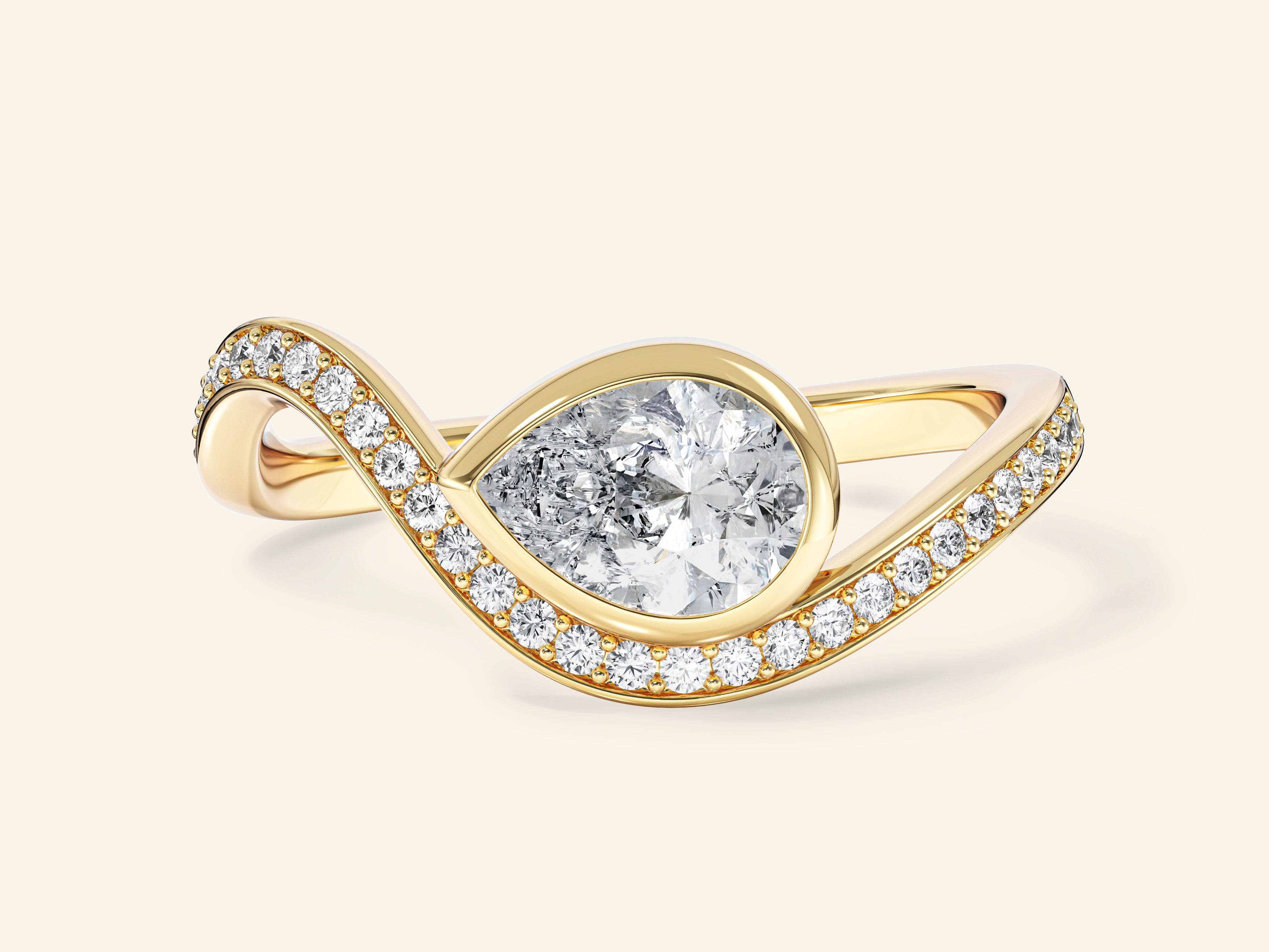Curved Band Engagement Ring