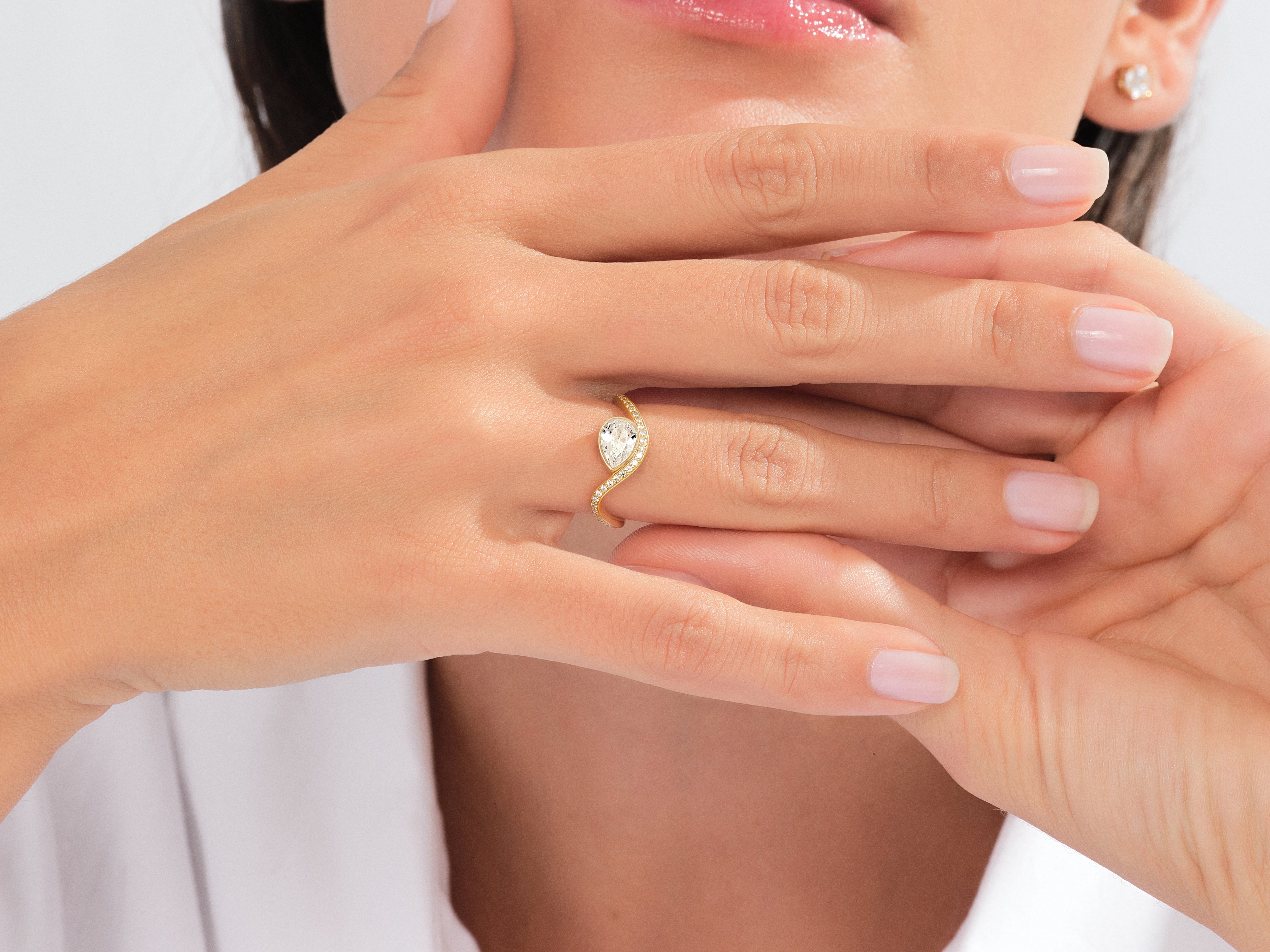 Curved Band Engagement Ring