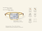 Flat Band Emerald Cut Engagement Ring