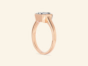 Flat Band Emerald Cut Engagement Ring