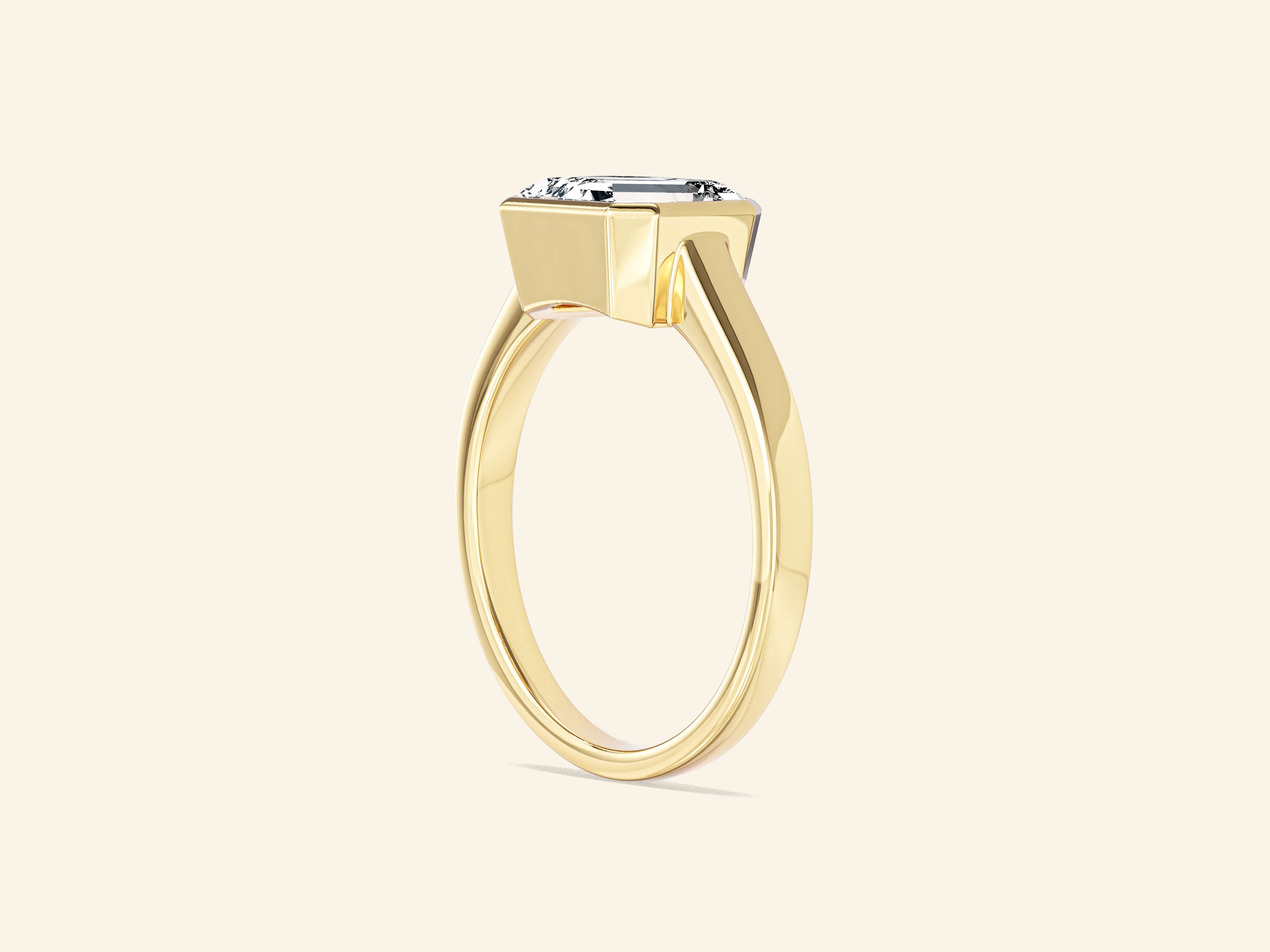 Flat Band Emerald Cut Engagement Ring