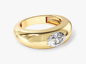 Gold ring with oval diamond, luxury jewelry for sale