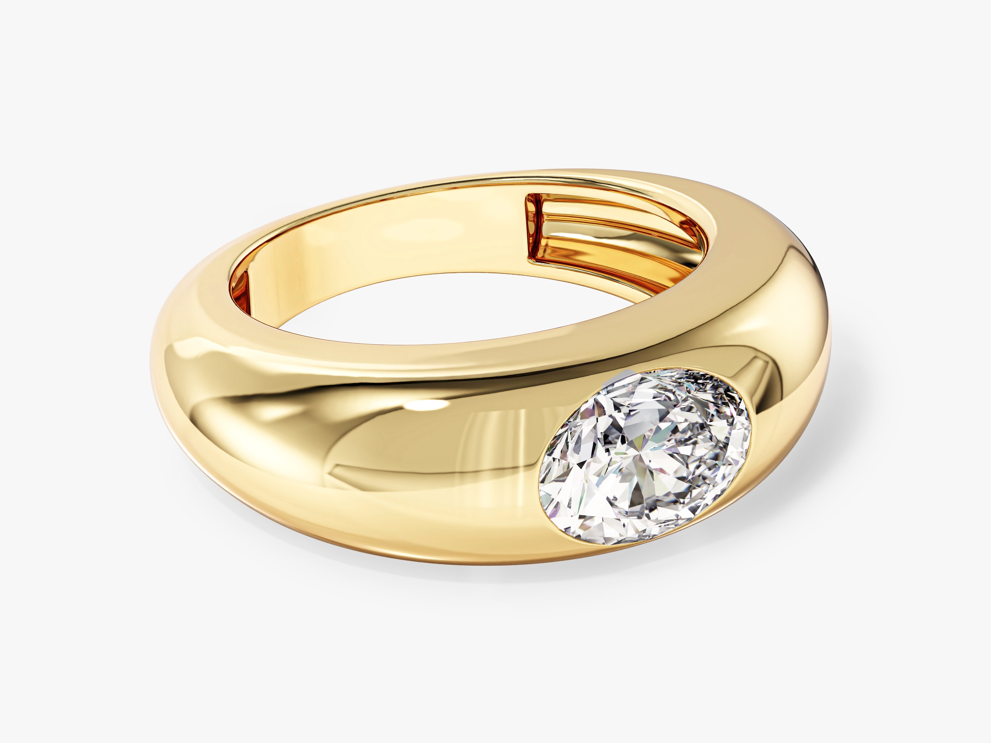 Gold ring with oval diamond, luxury jewelry for sale
