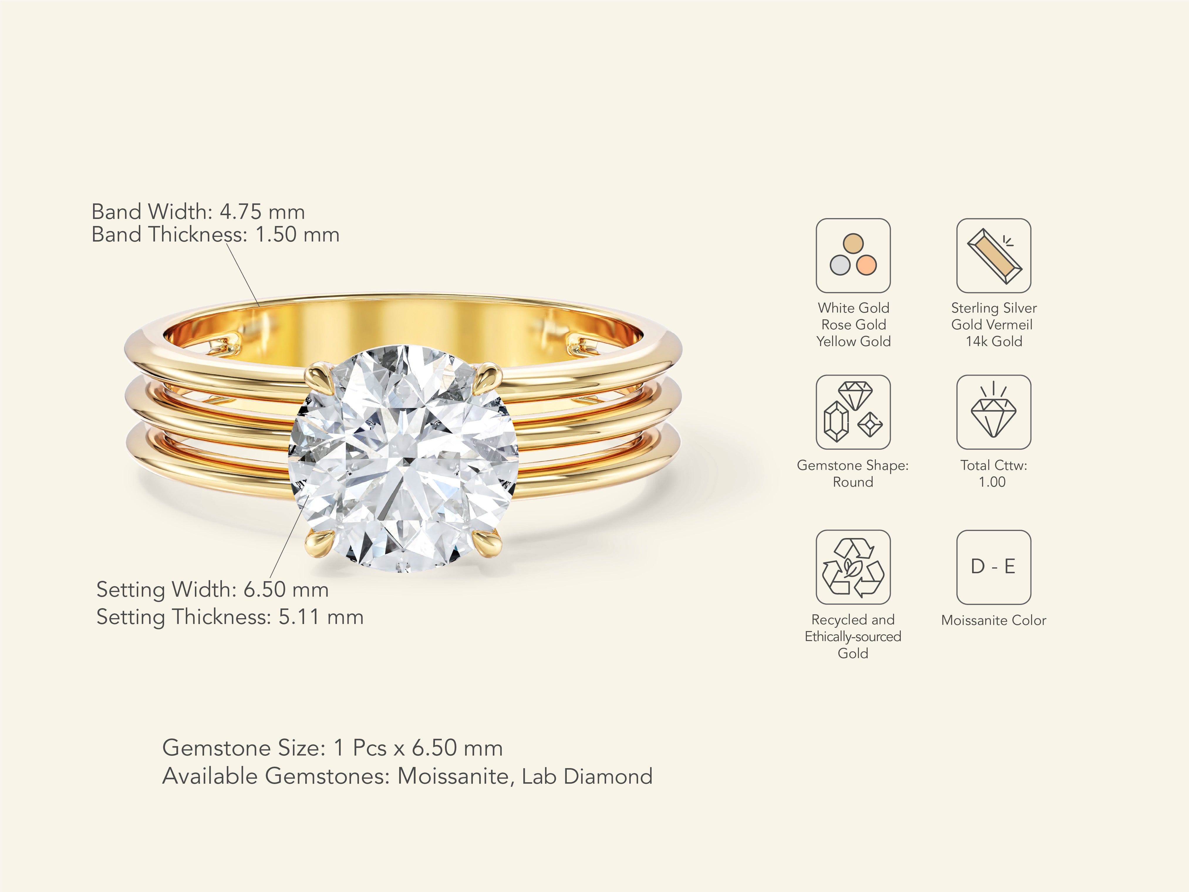 Triple Row Solitaire Promise Ring