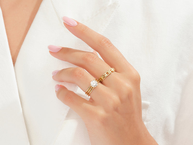 Triple Row Solitaire Promise Ring