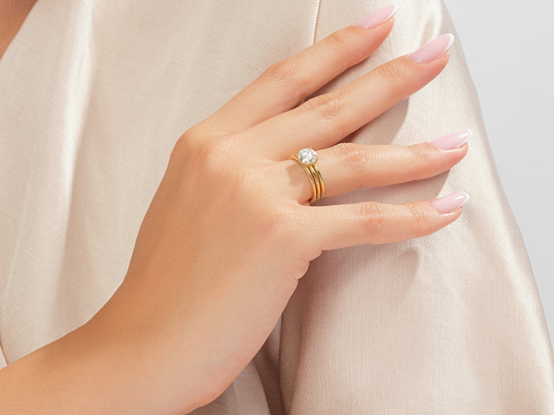 Triple Row Solitaire Promise Ring
