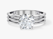 Diamond engagement ring with stacked band design