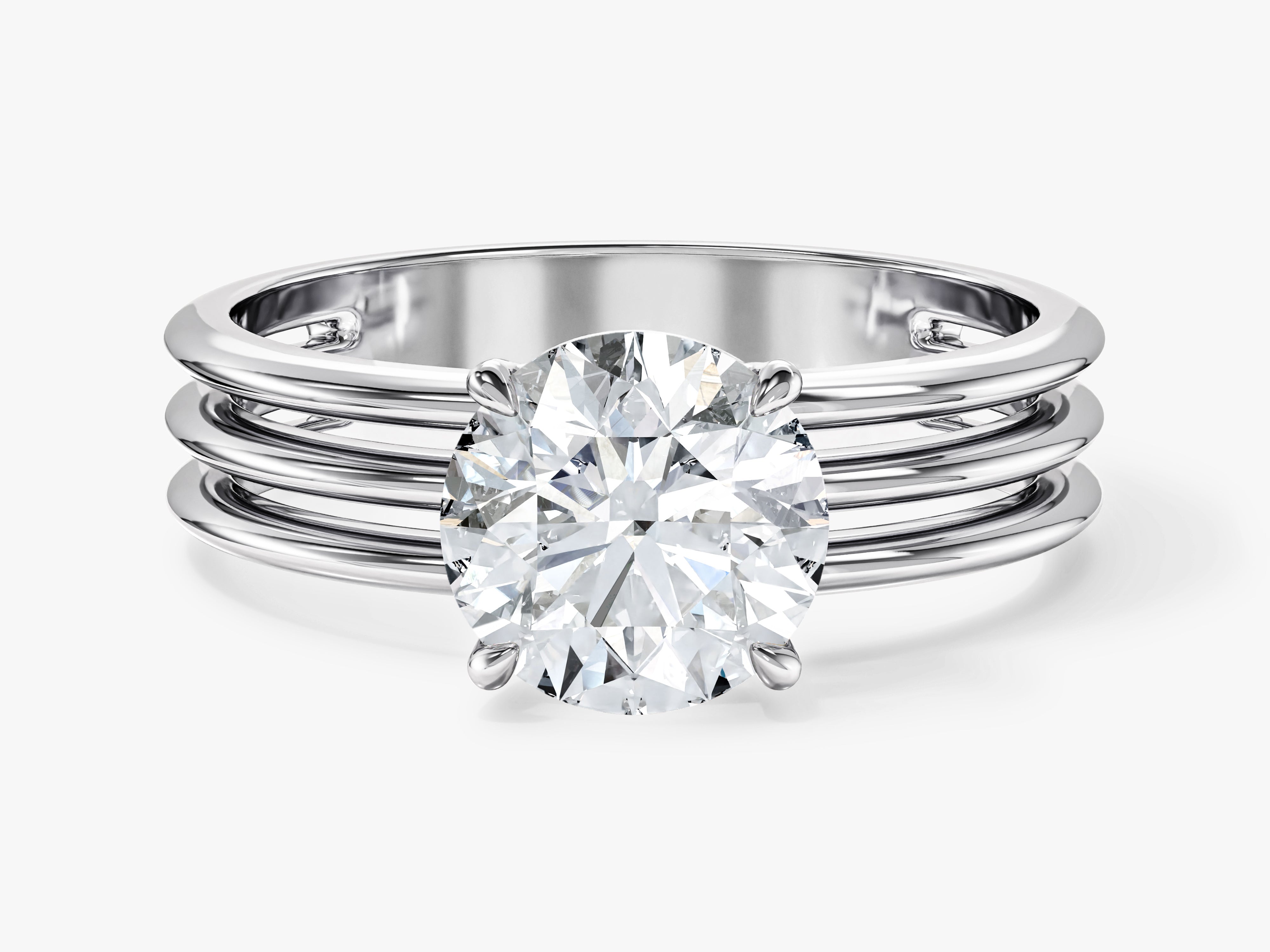 Diamond engagement ring with stacked band design