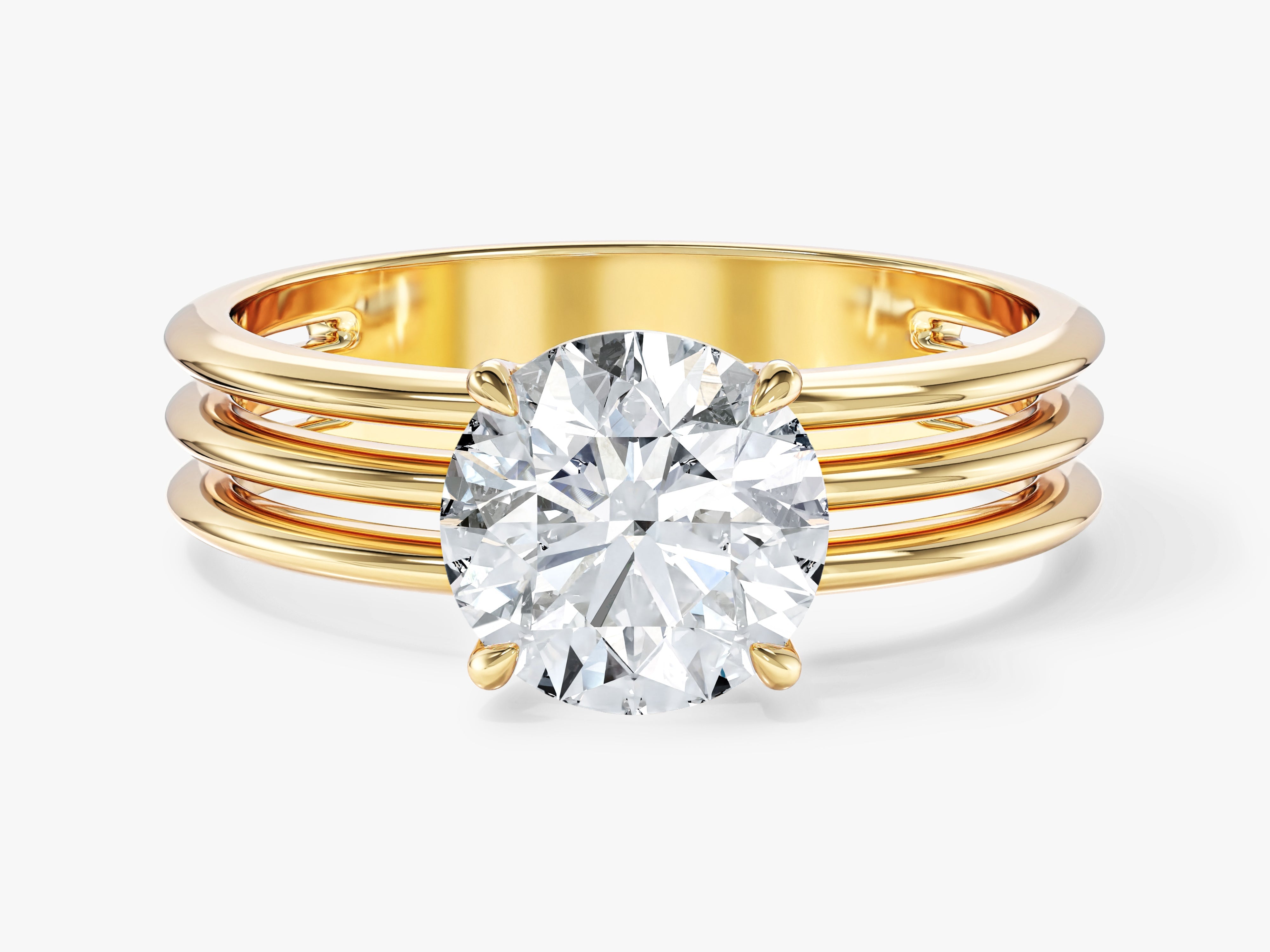Gold diamond ring with multiple bands, luxury jewelry