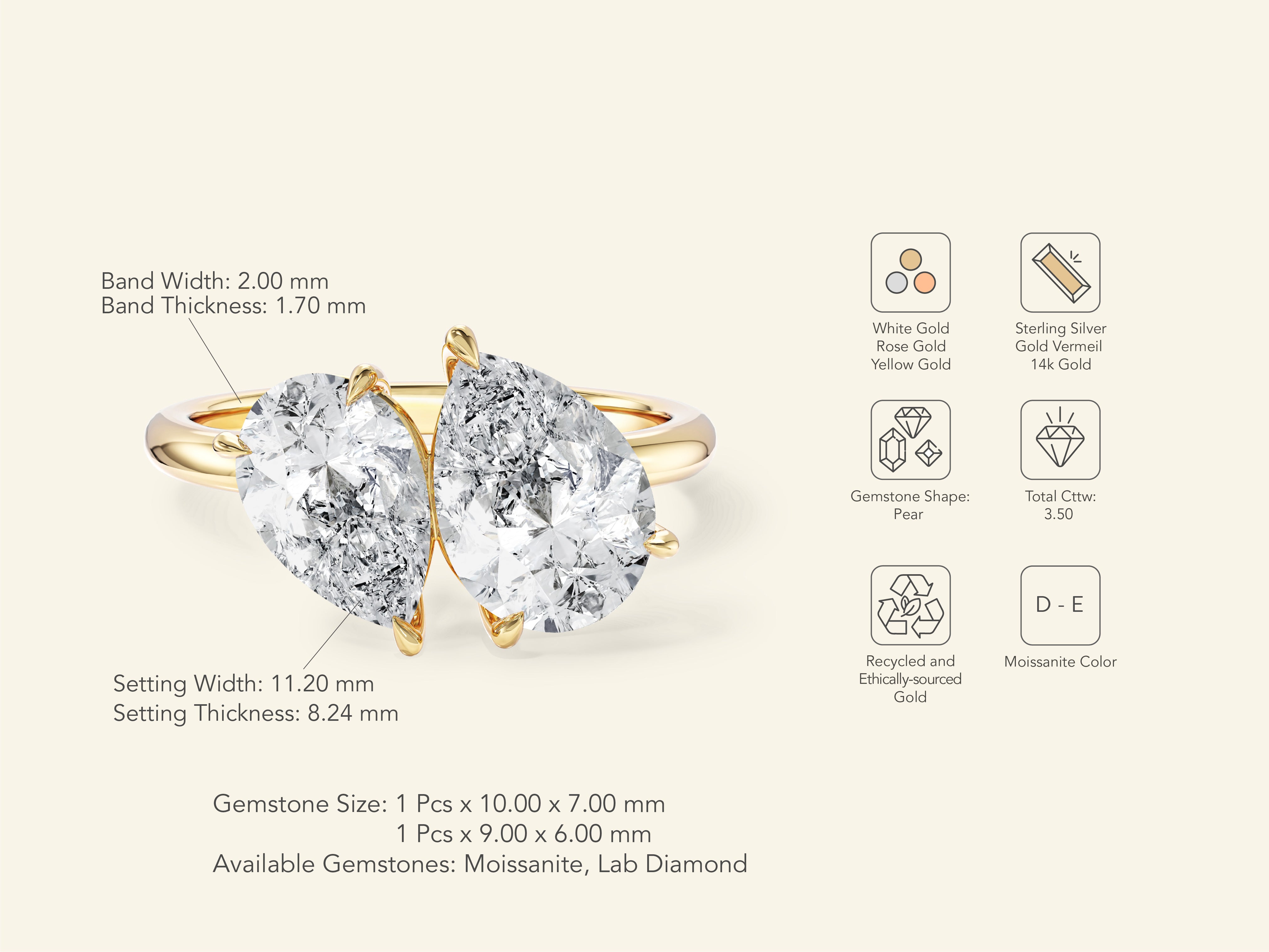 Pear Cut Toi et Moi Engagement Ring