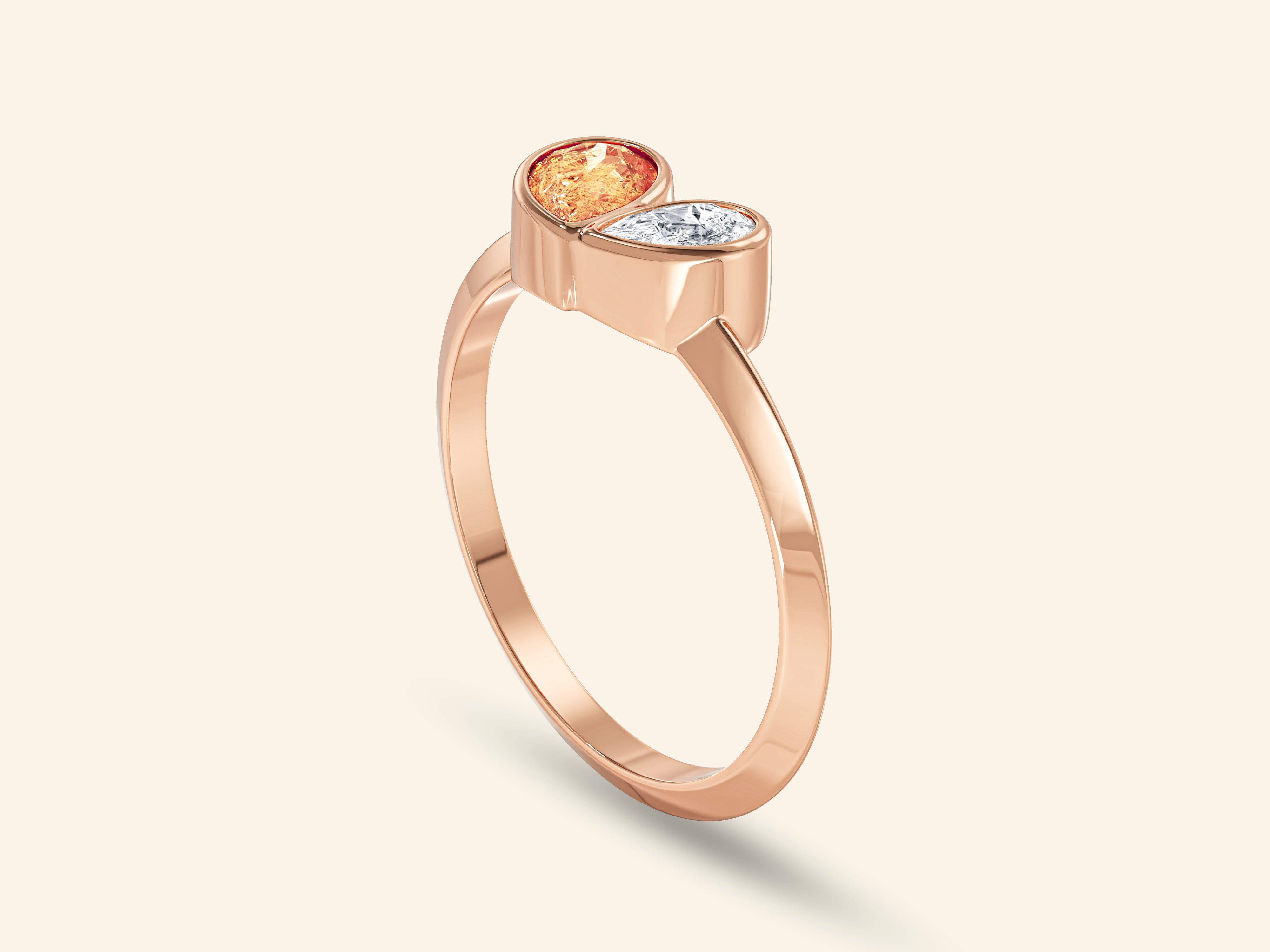 Bezel Toi et Moi Promise Ring