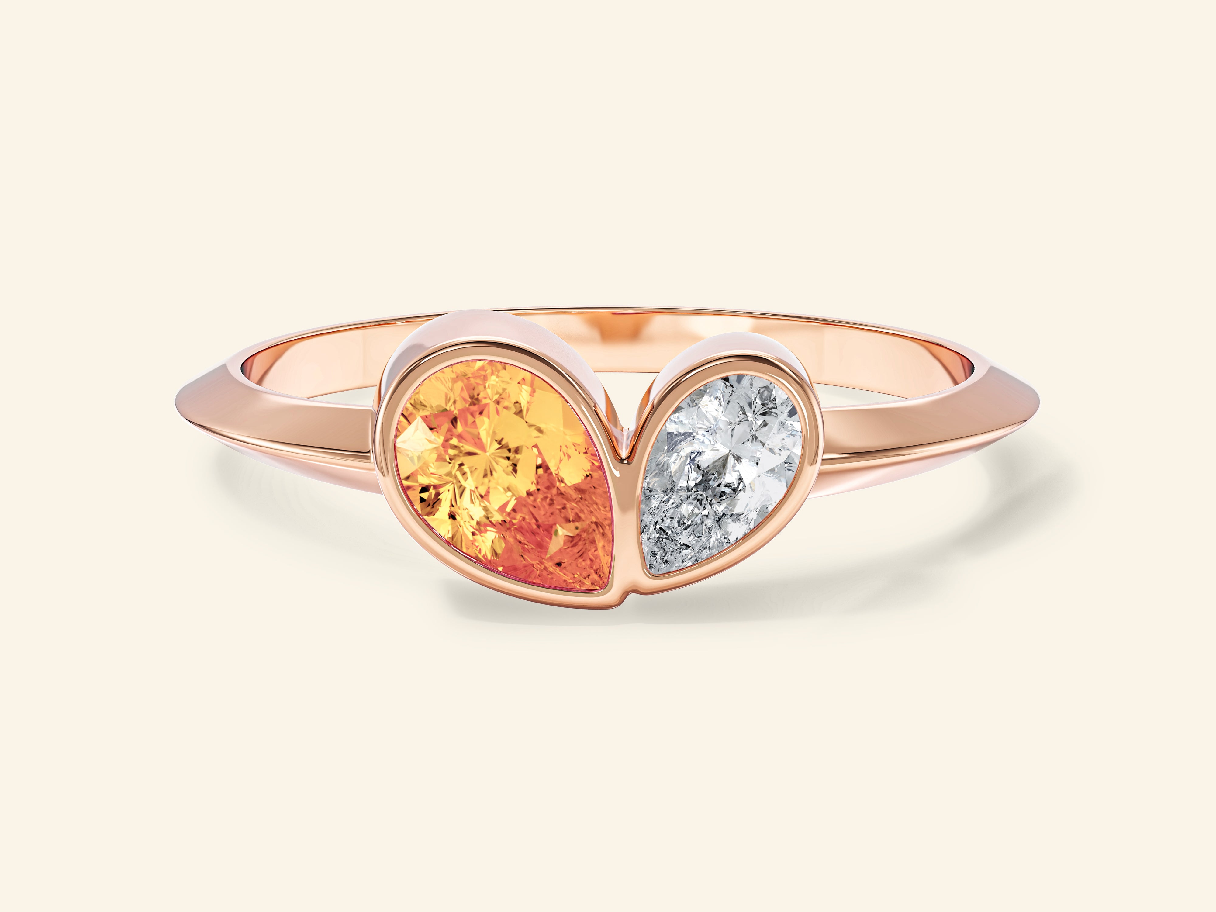 Bezel Toi et Moi Promise Ring