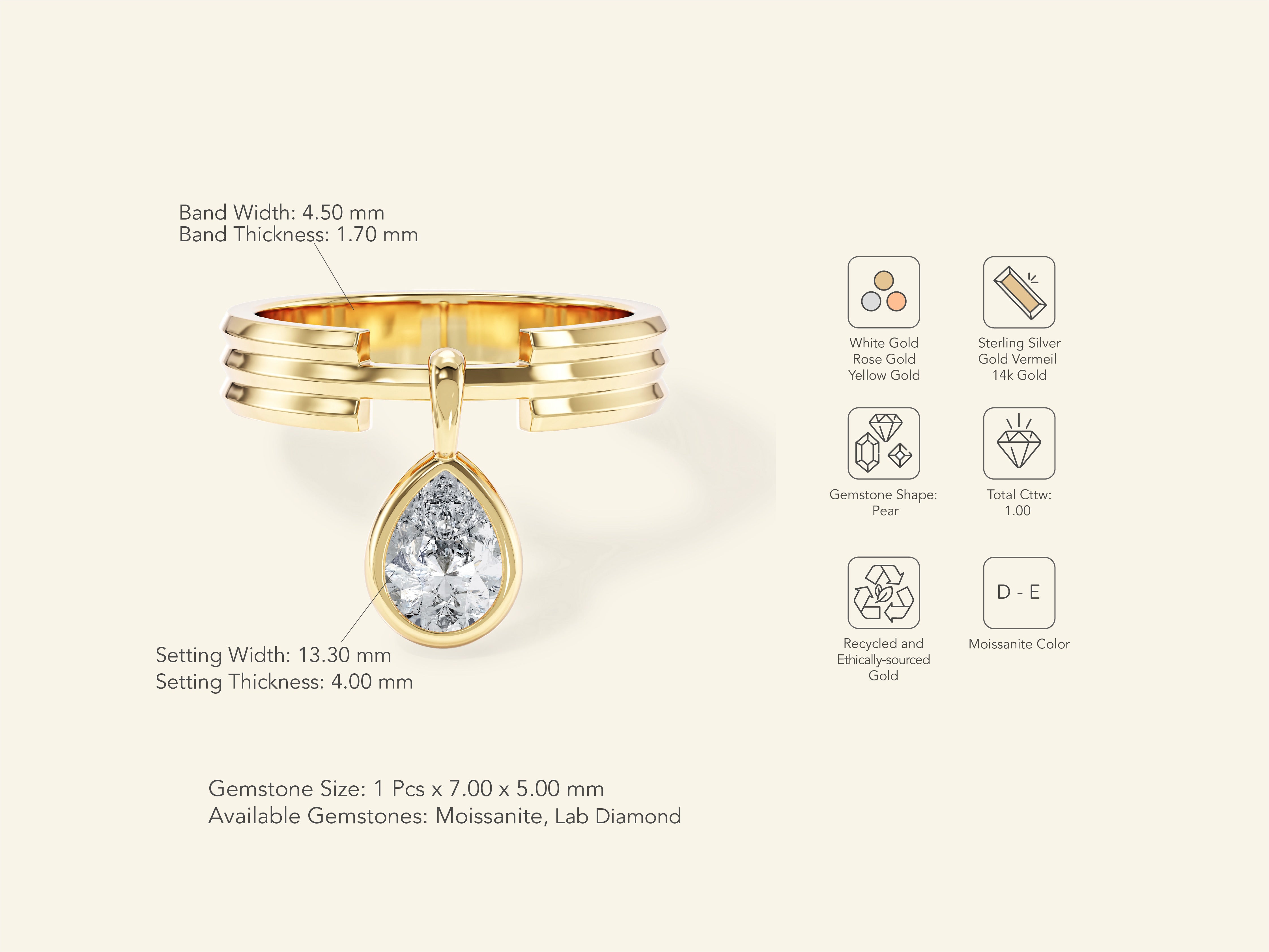 Drop Gemstone Promise Ring