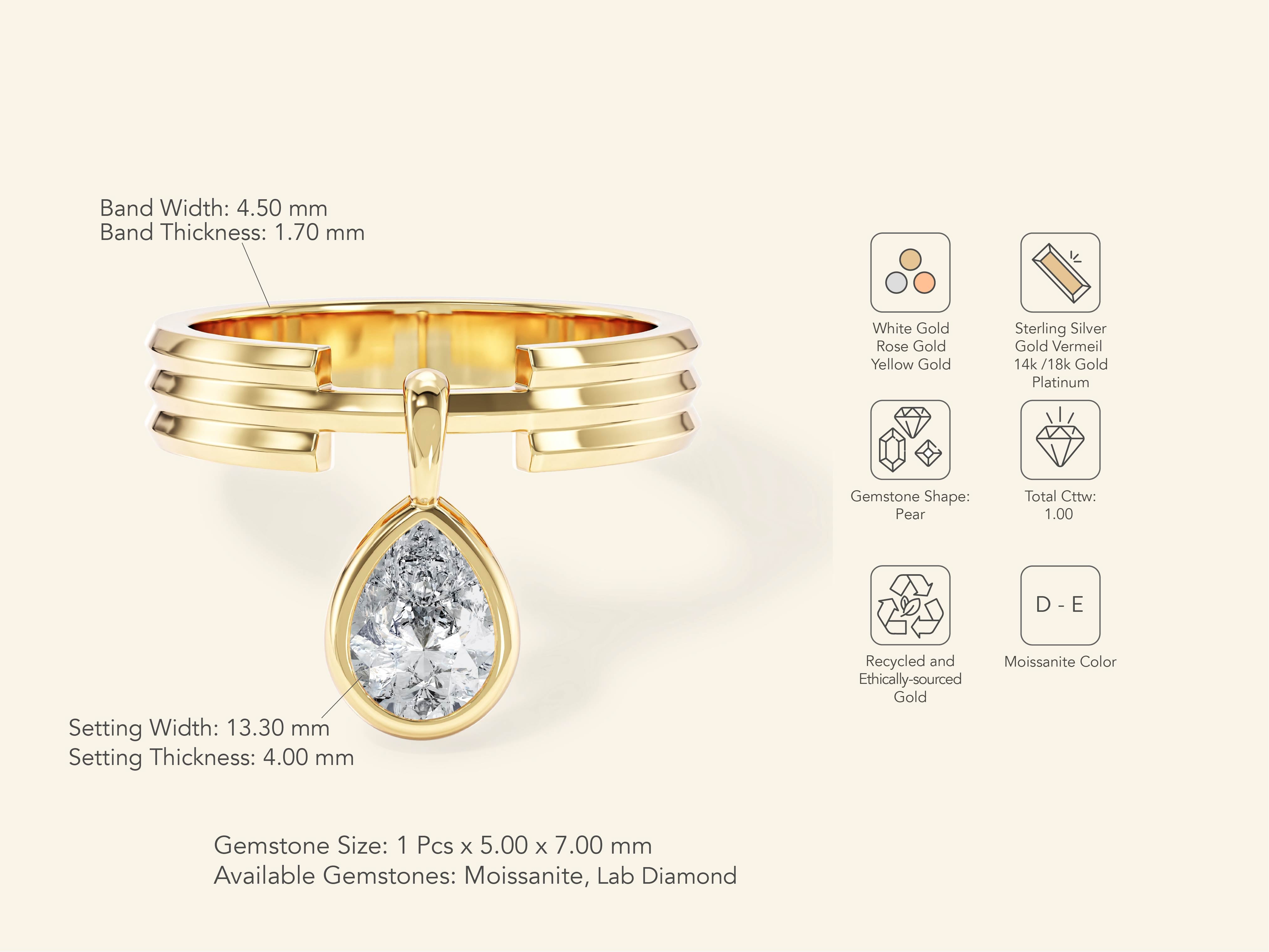 Drop Gemstone Promise Ring