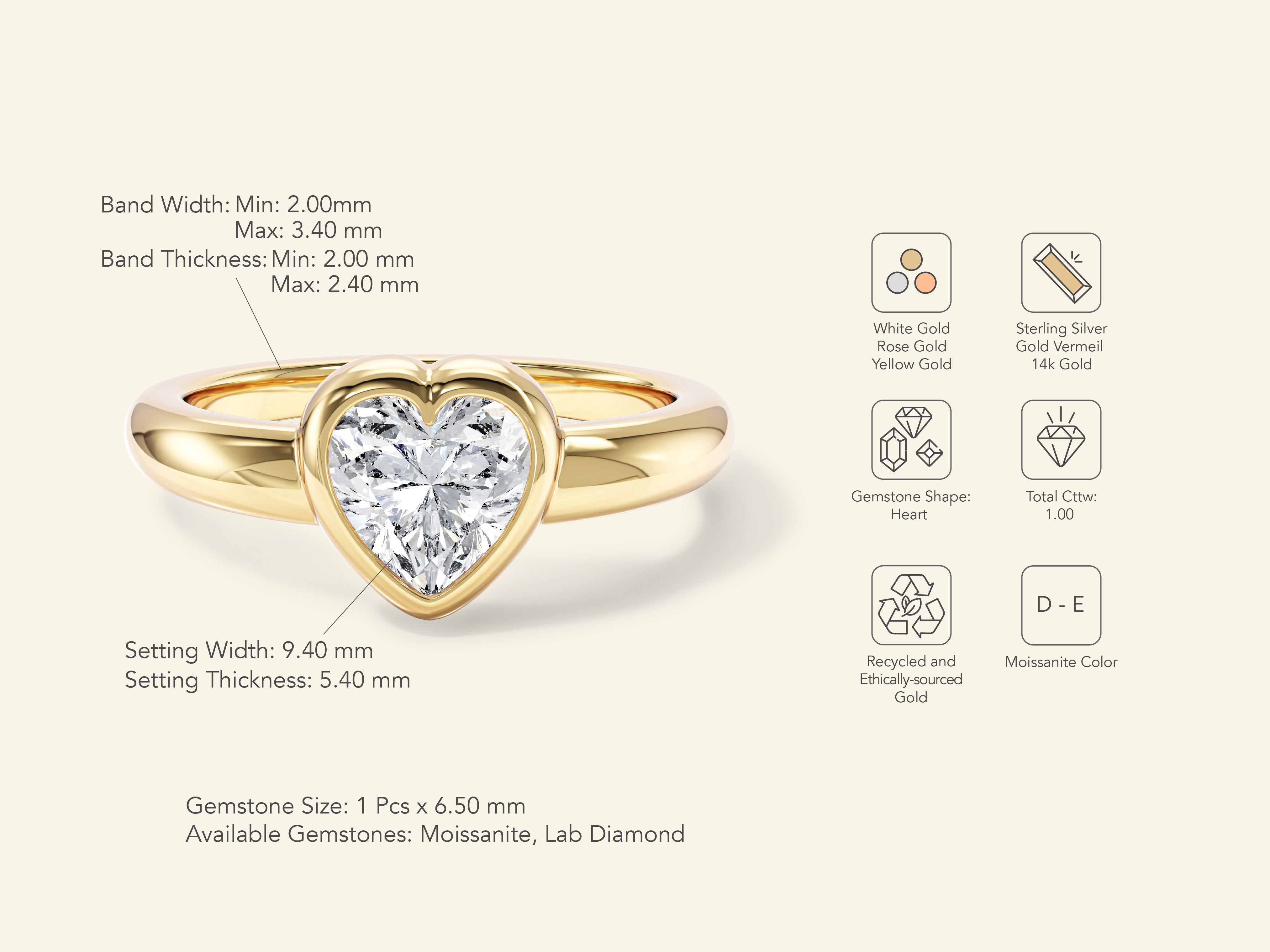 Bezel Heart Promise Ring