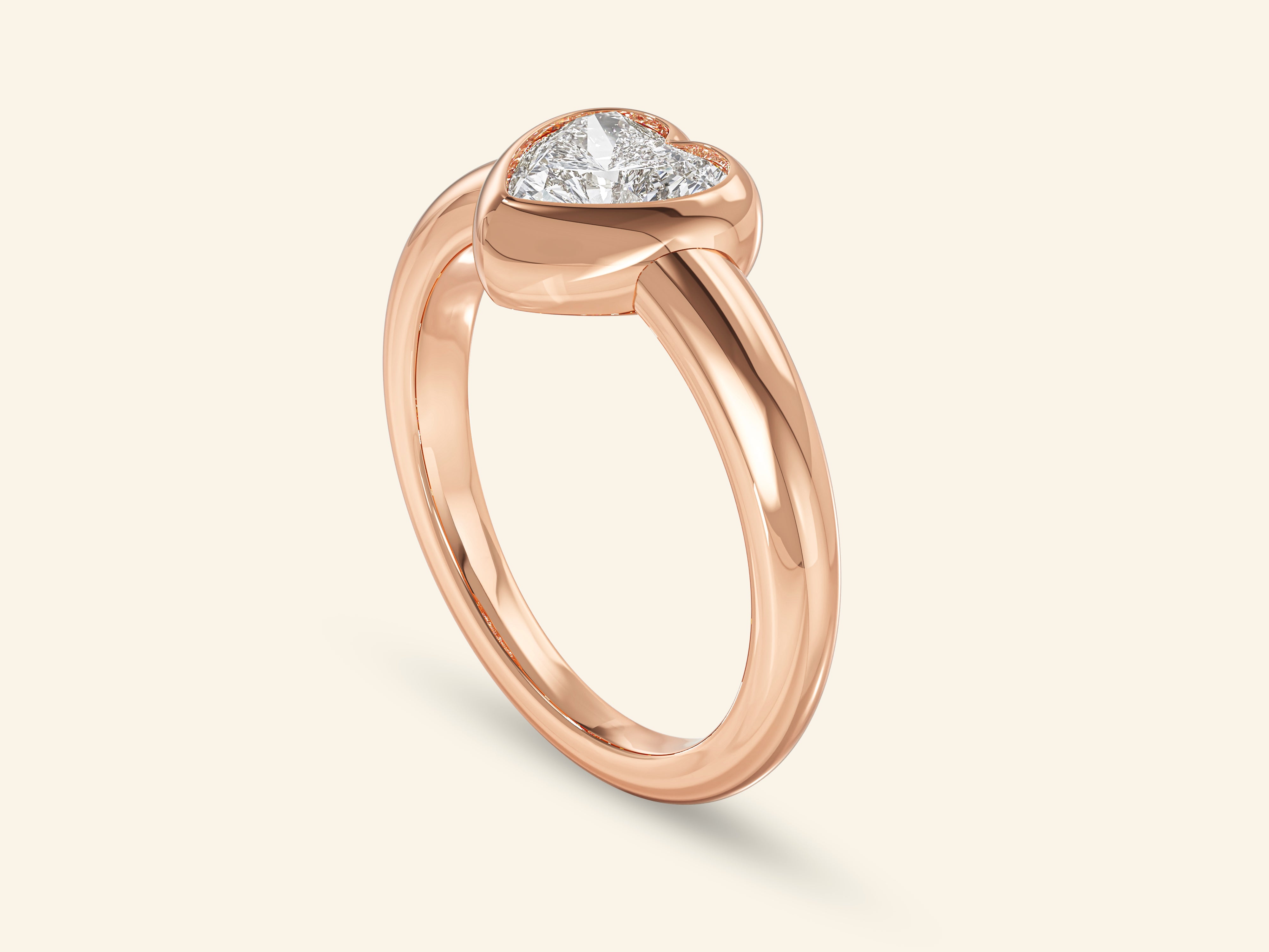 Dome Bezel Heart Engagement Ring