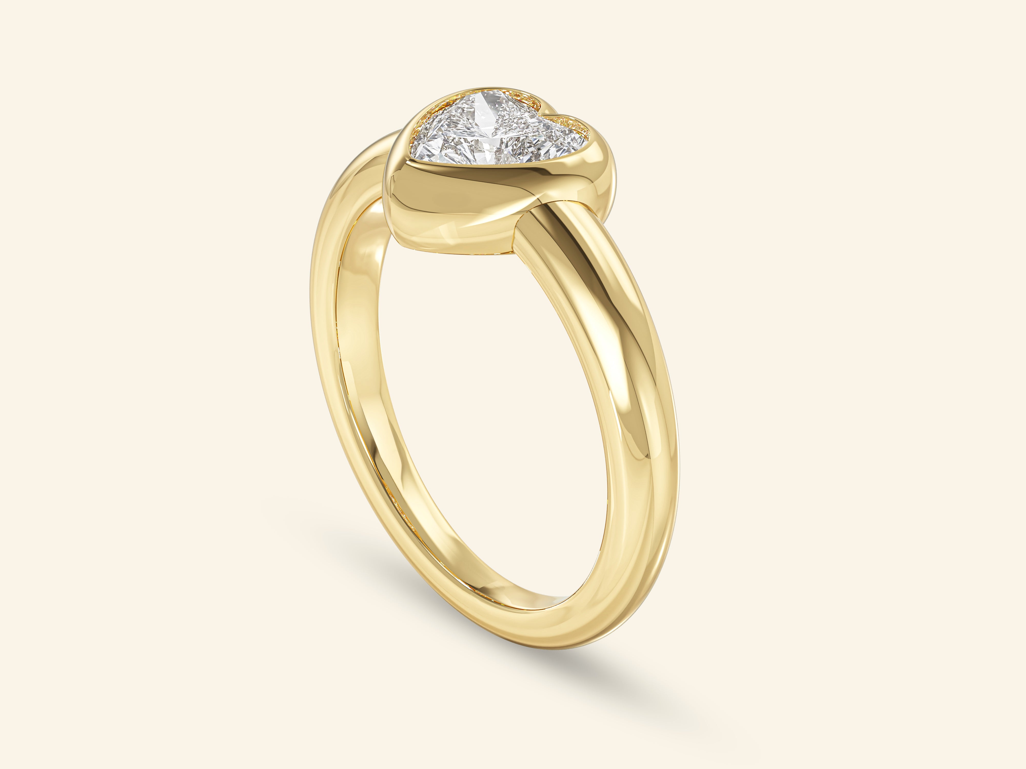 Dome Bezel Heart Engagement Ring