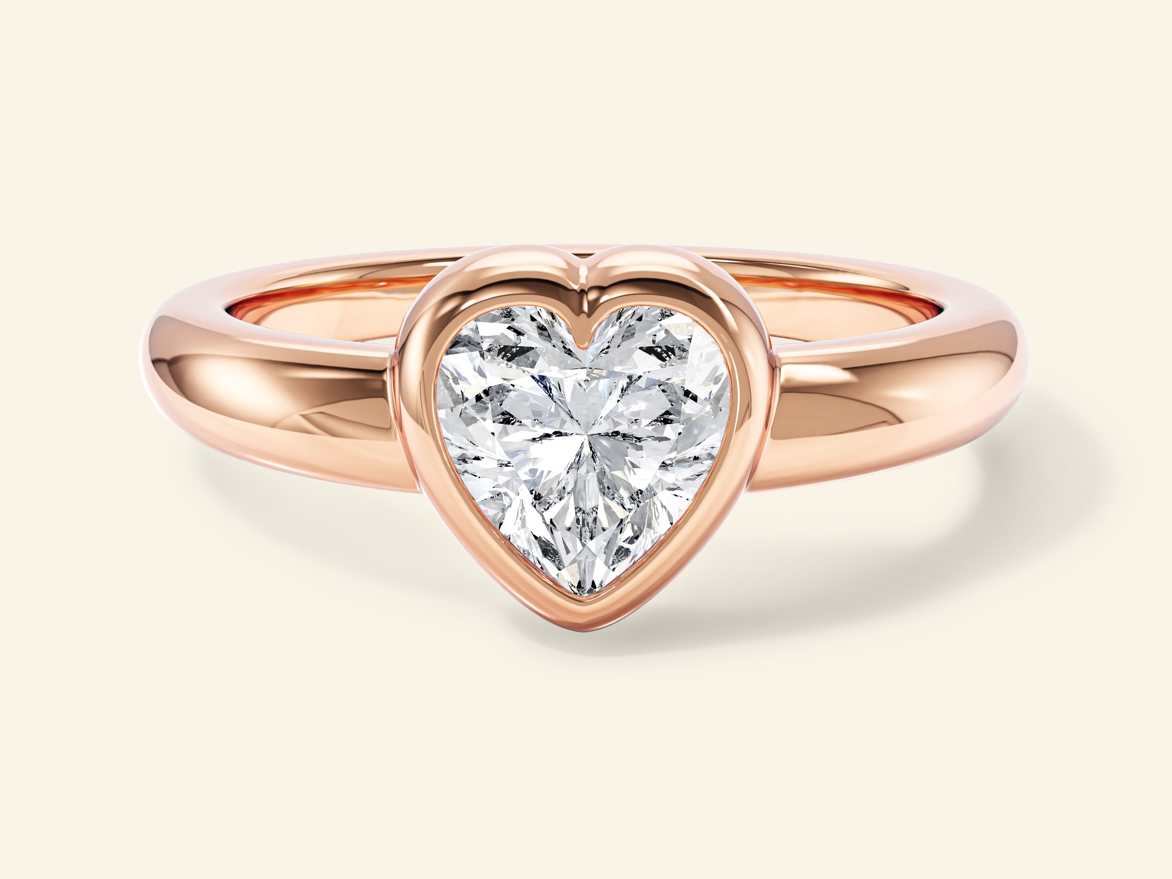Dome Bezel Heart Engagement Ring