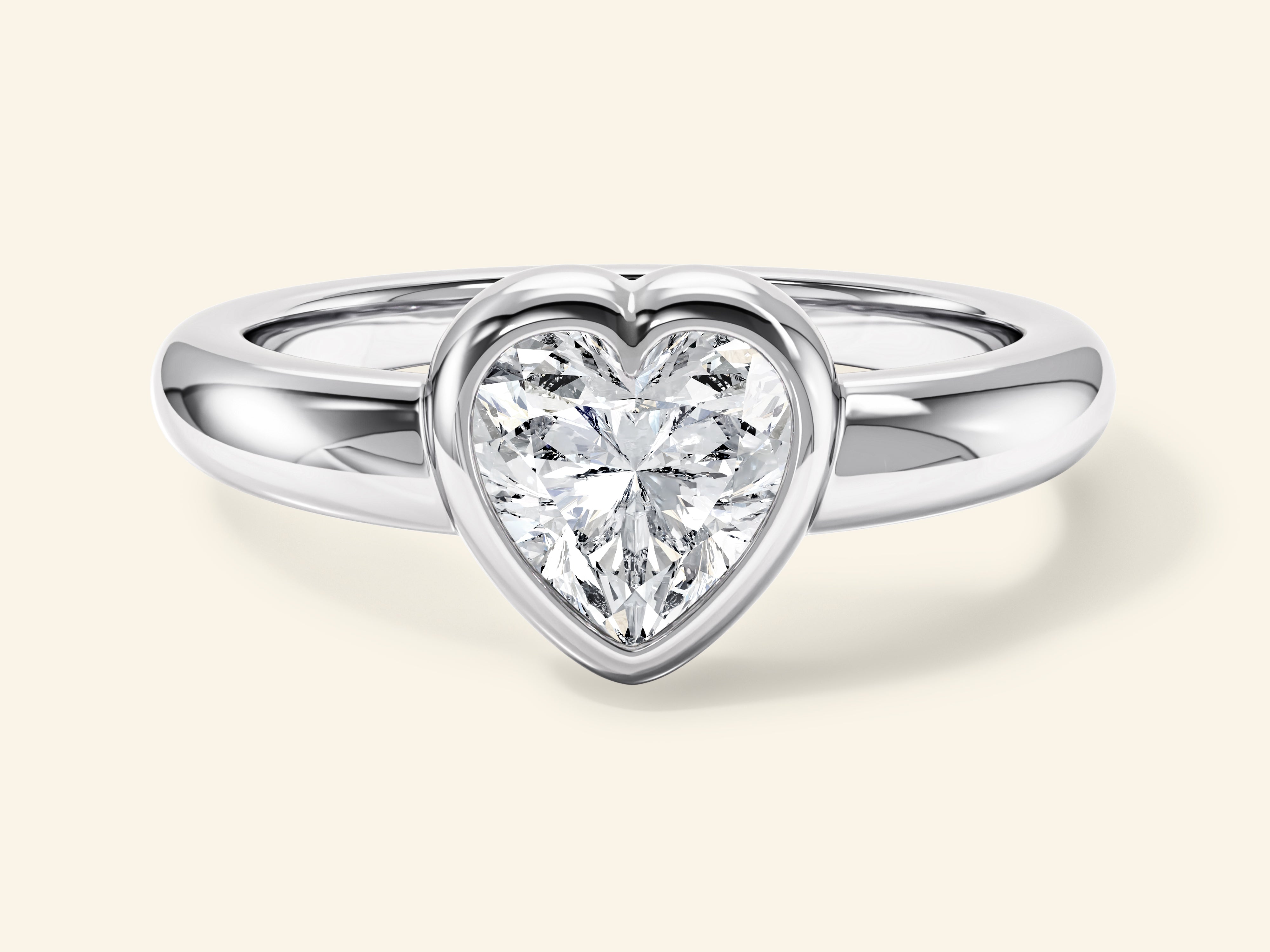 Dome Bezel Heart Engagement Ring