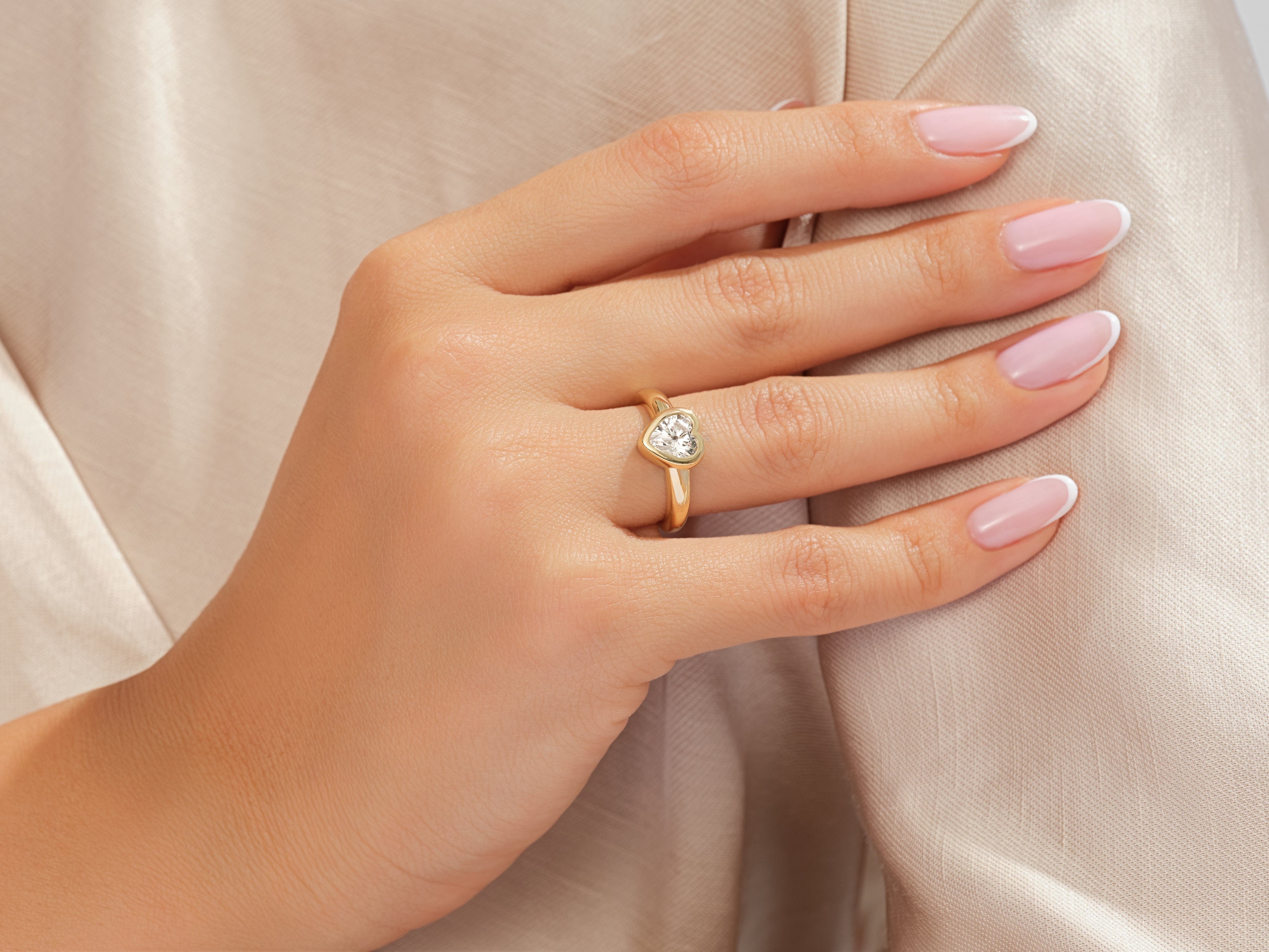 Dome Bezel Heart Engagement Ring