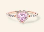 Pink Heart Moissanite Promise Ring