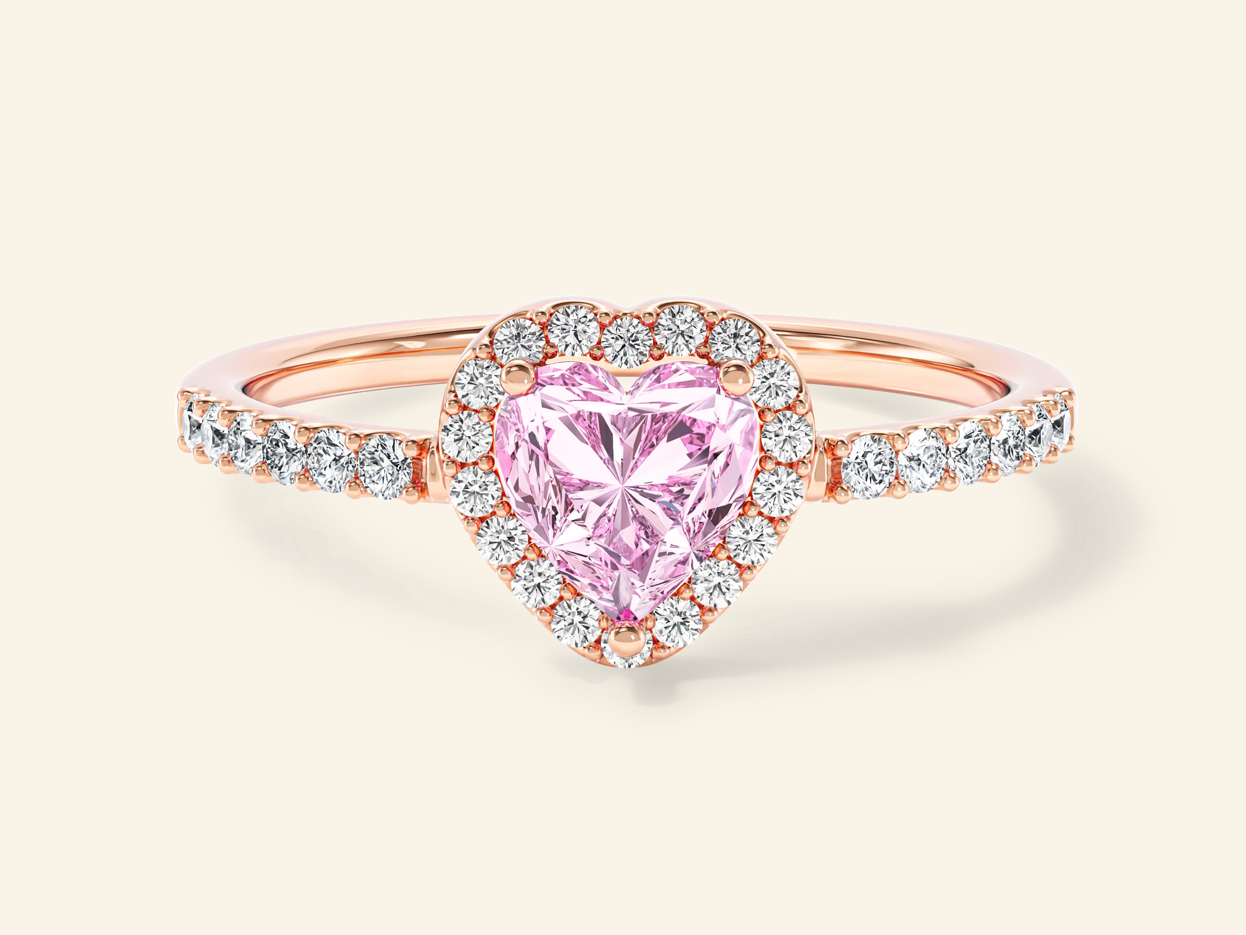Pink Heart Moissanite Promise Ring