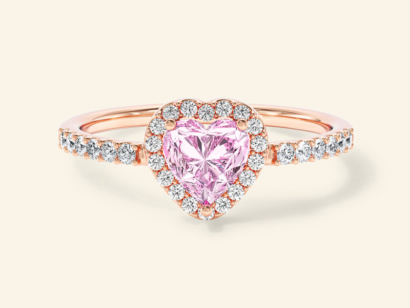 Pink Heart Moissanite Promise Ring