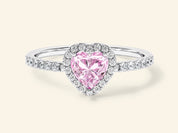 Pink Heart Moissanite Promise Ring