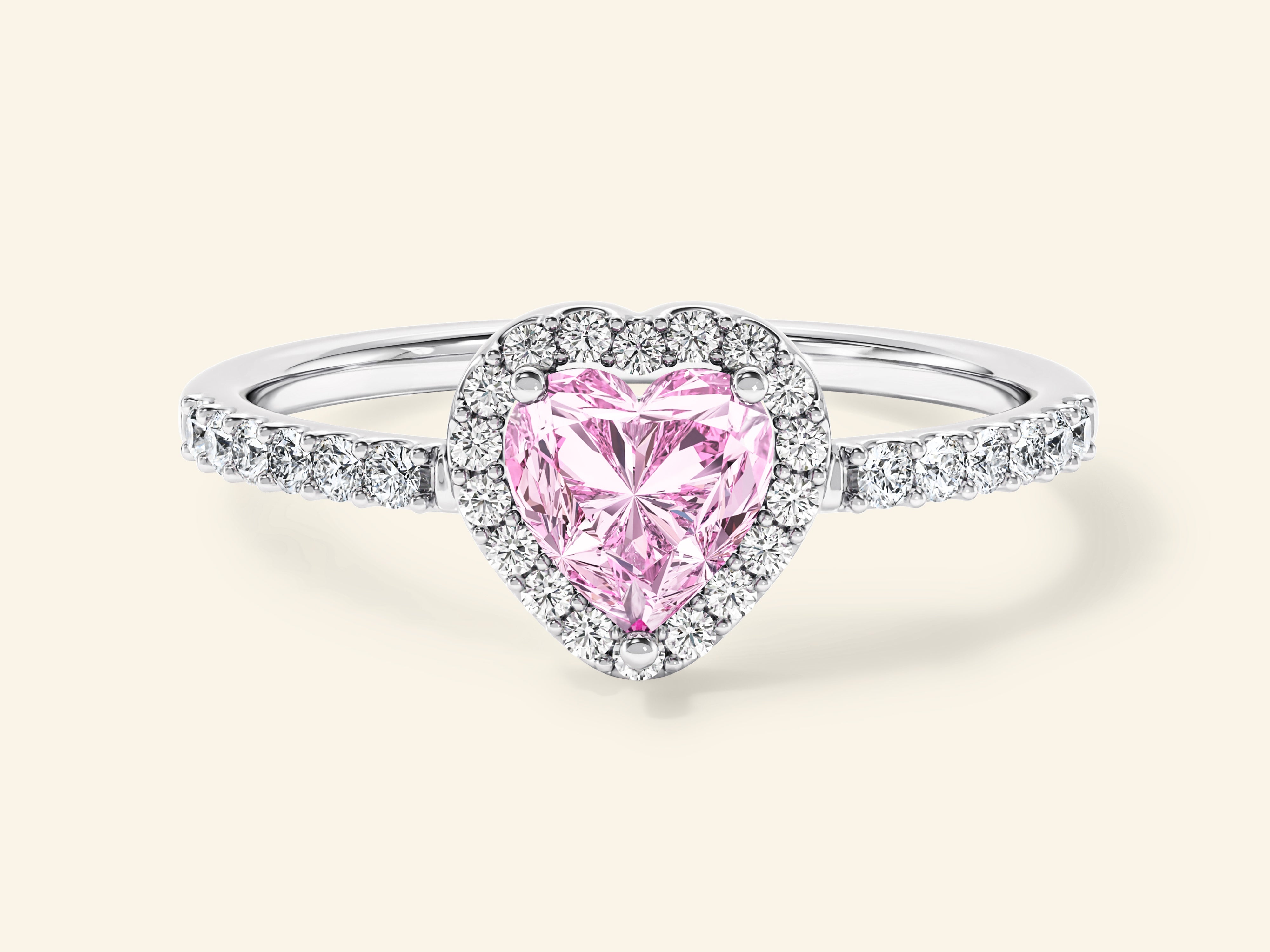 Pink Heart Moissanite Promise Ring