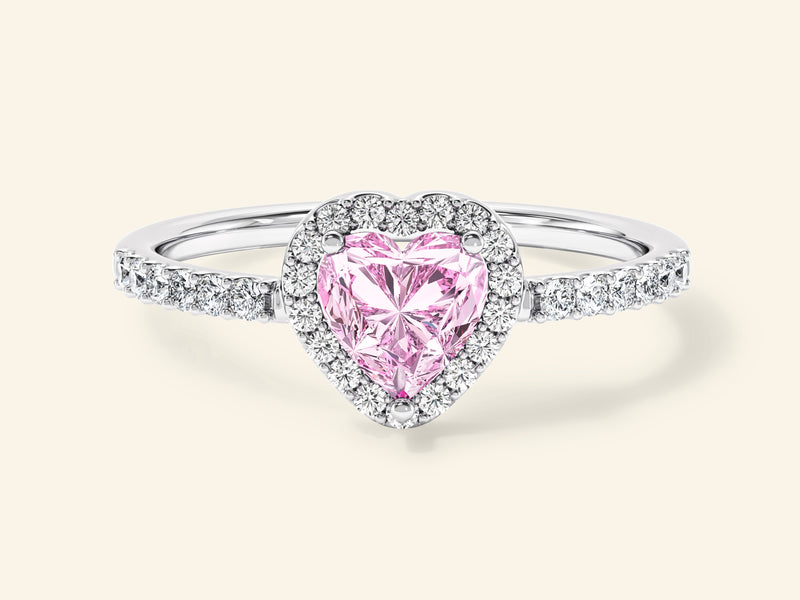 Pink Heart Moissanite Promise Ring