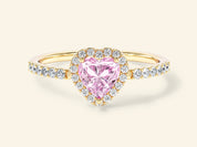 Pink Heart Moissanite Promise Ring
