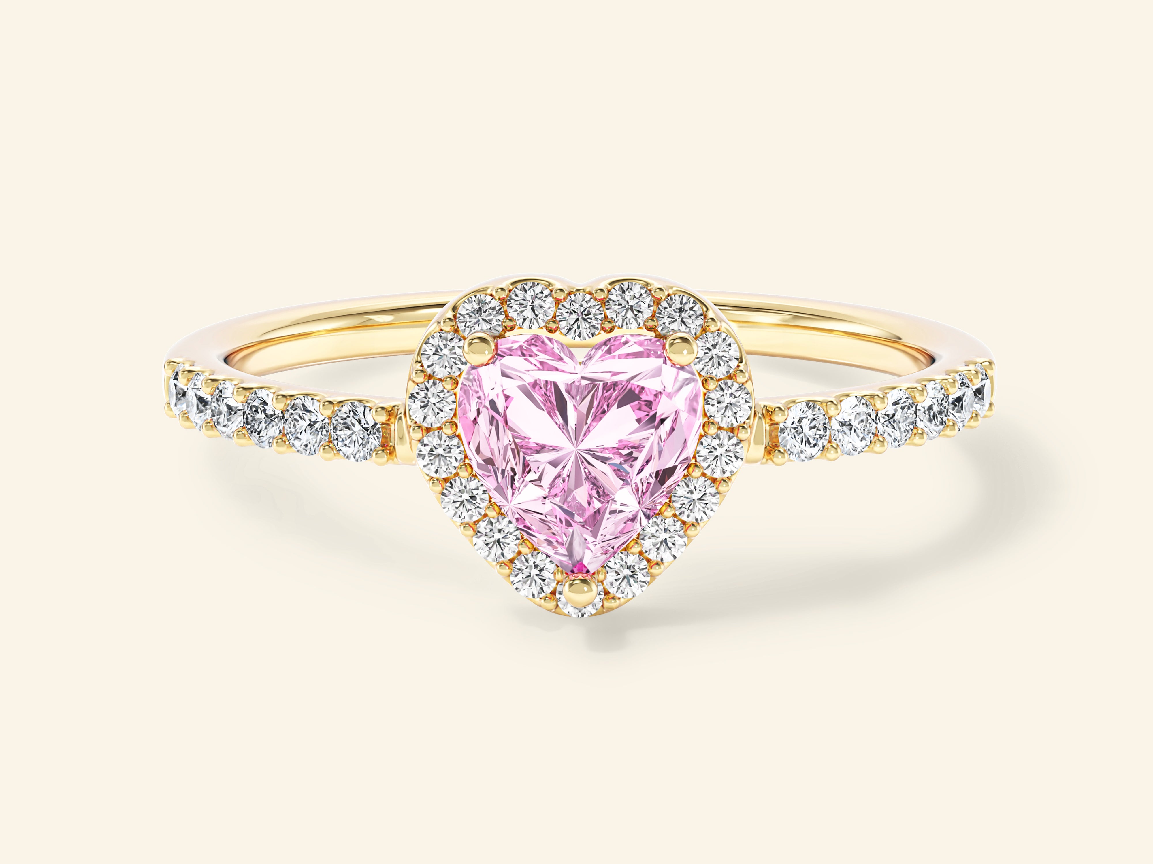 Pink Heart Moissanite Promise Ring
