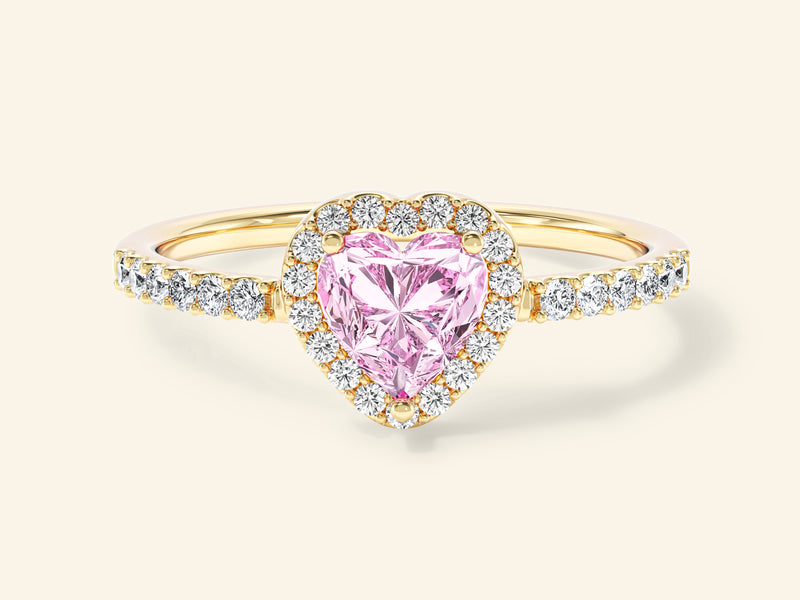 Pink Heart Moissanite Promise Ring