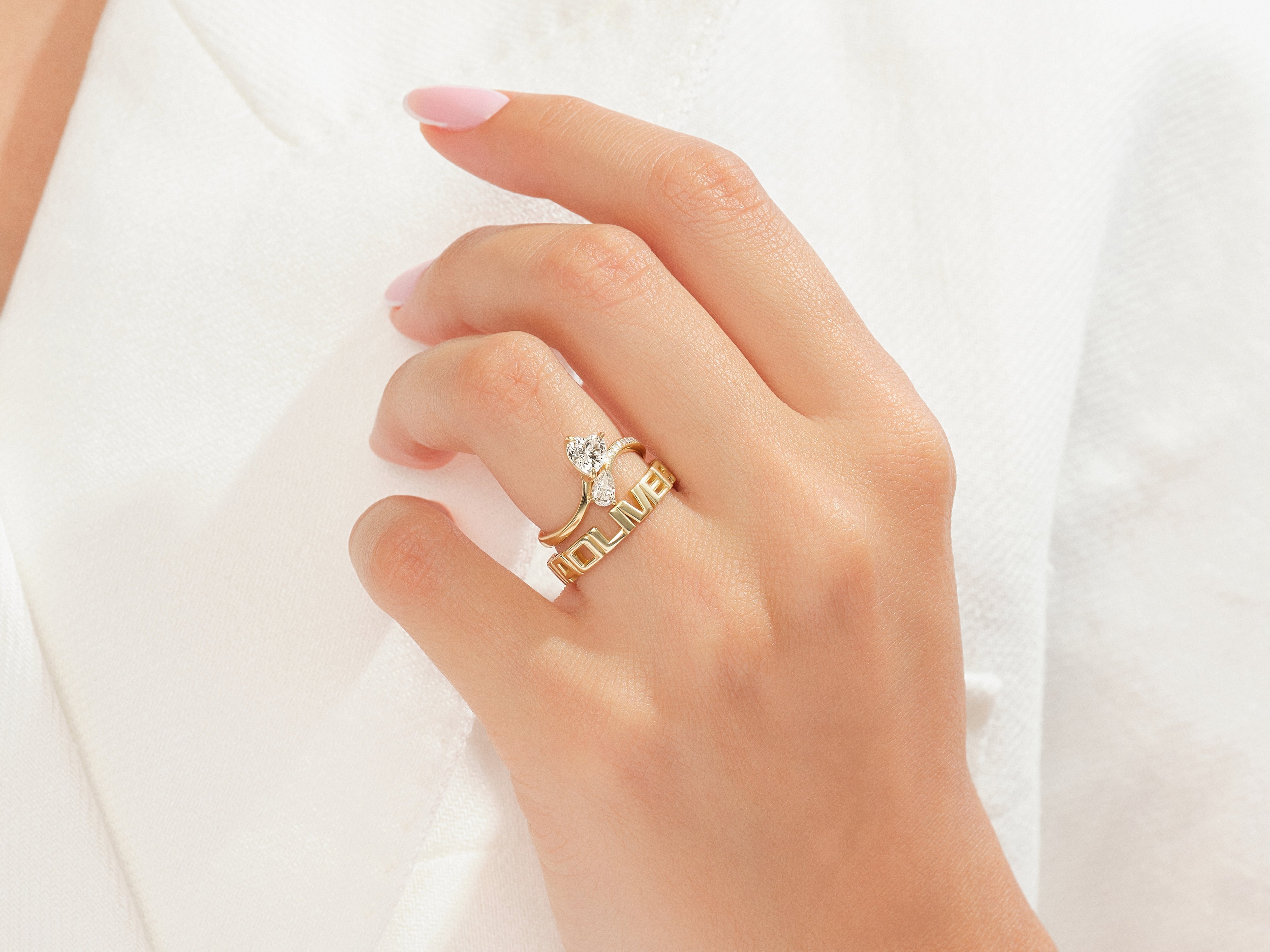 Heart & Pear Gemstone Promise Ring